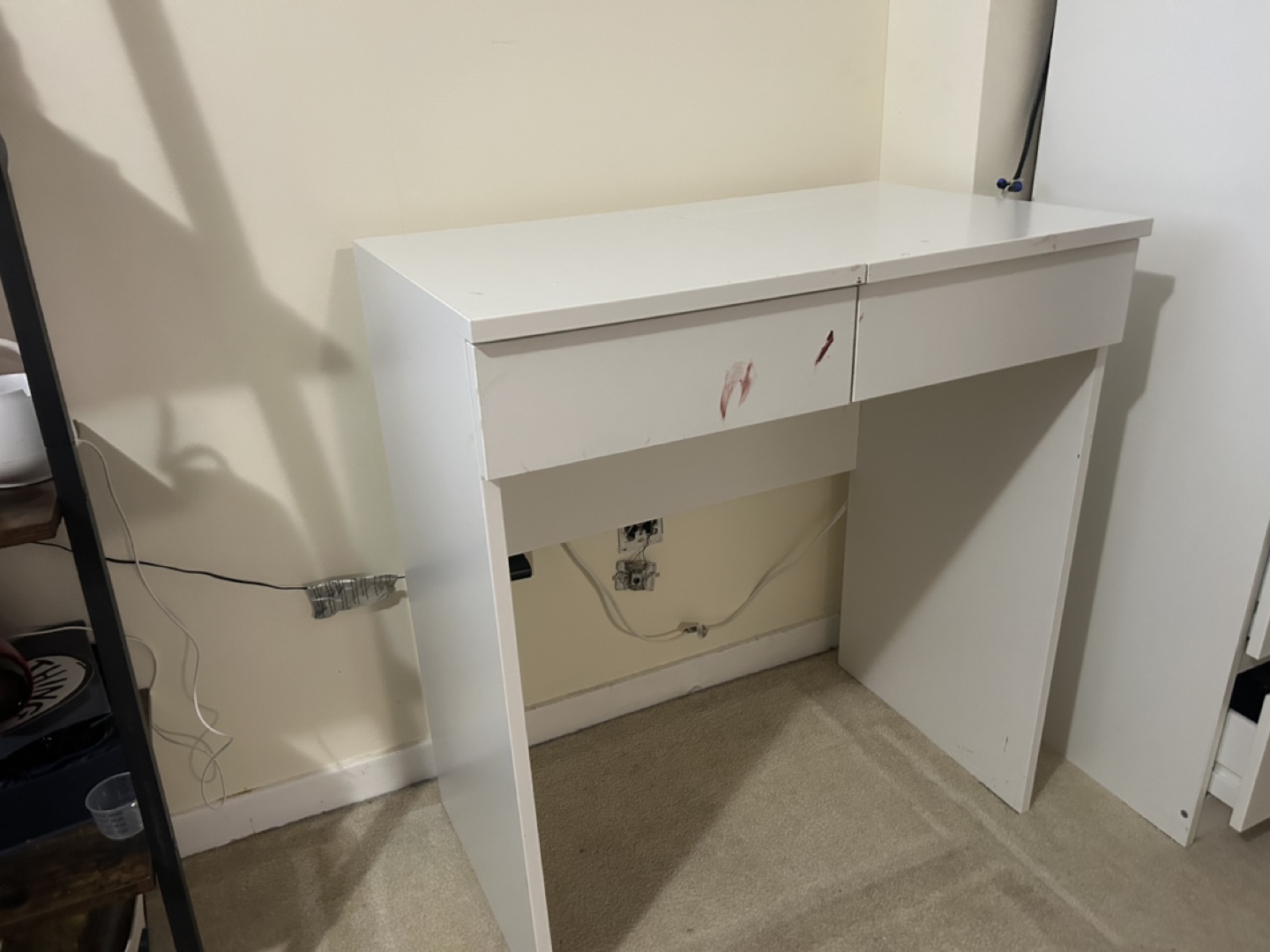 White Vanity Desk with Mirror and Drawers