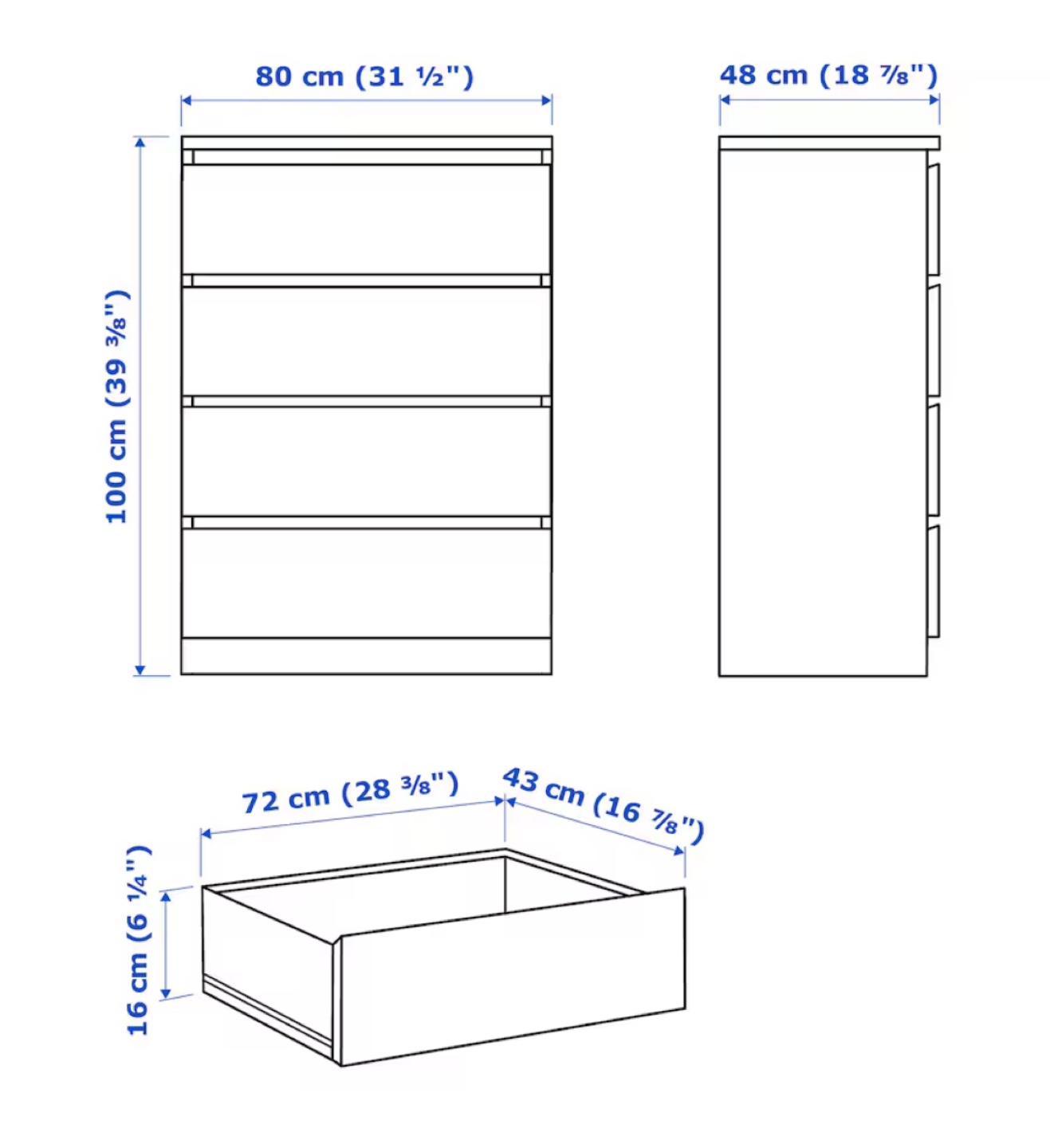IKEA MALM 4-Drawer Chest White - photo 4