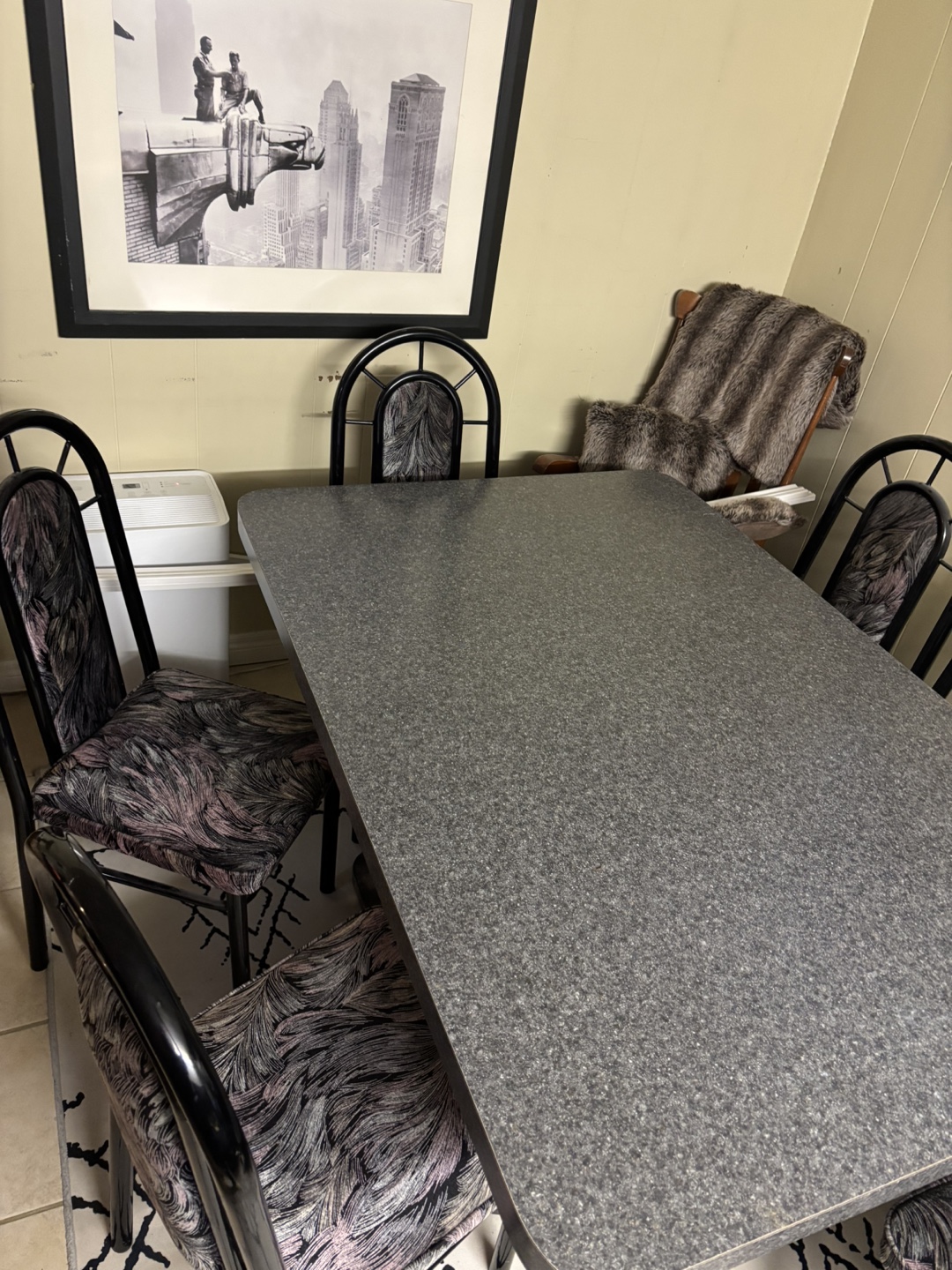 Grey laminate dining table and six chairs - photo 2