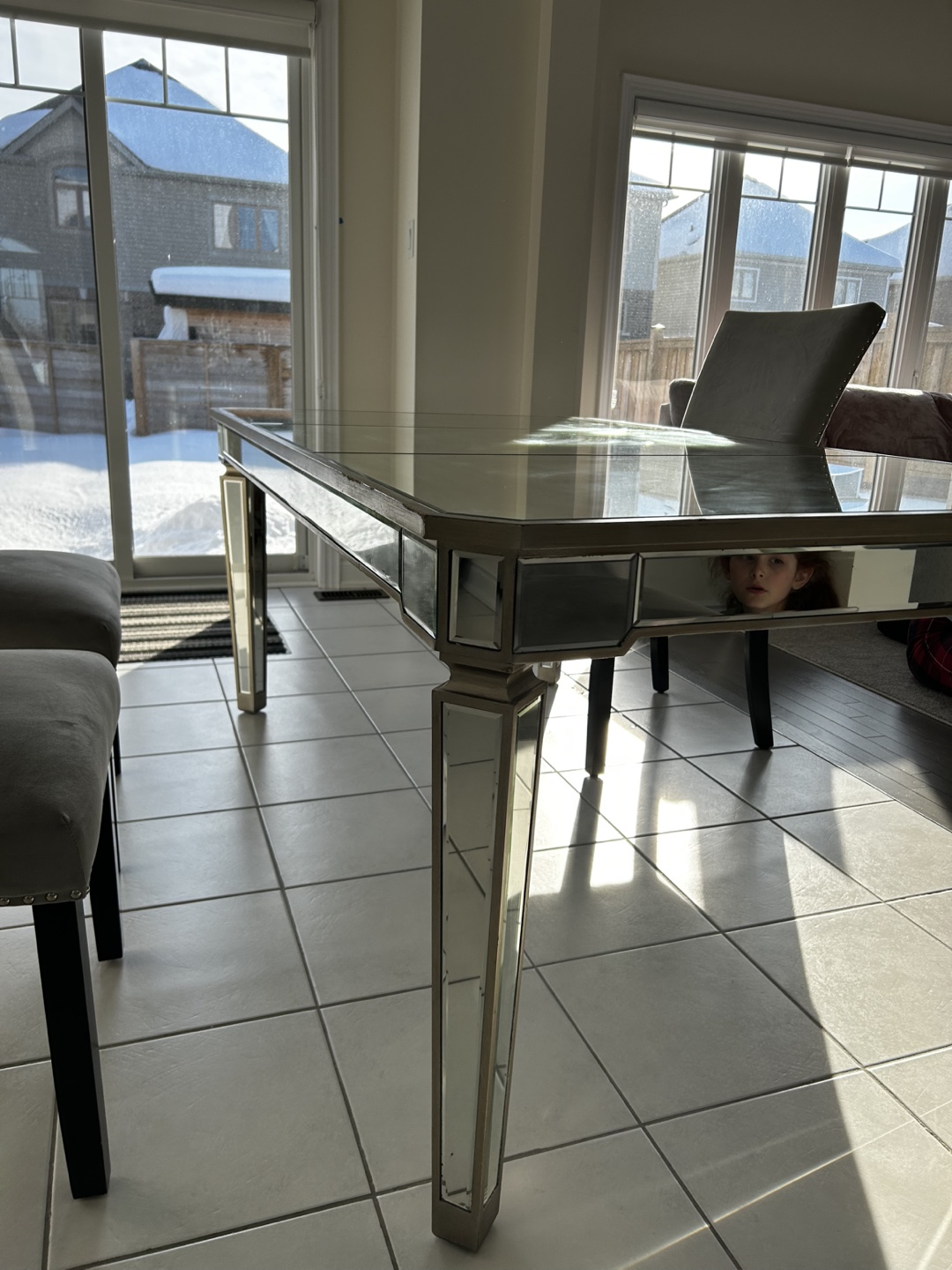 Mirrored Glass Dining Table - photo 4