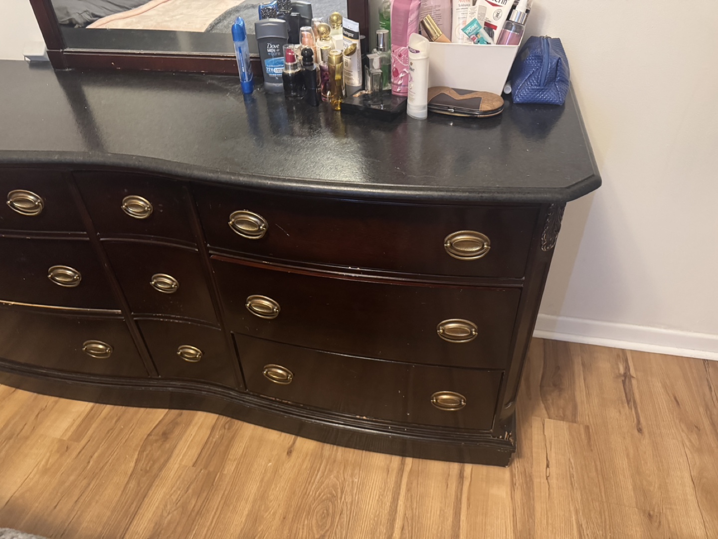 Dark Wood Vanity with Mirror - photo 3