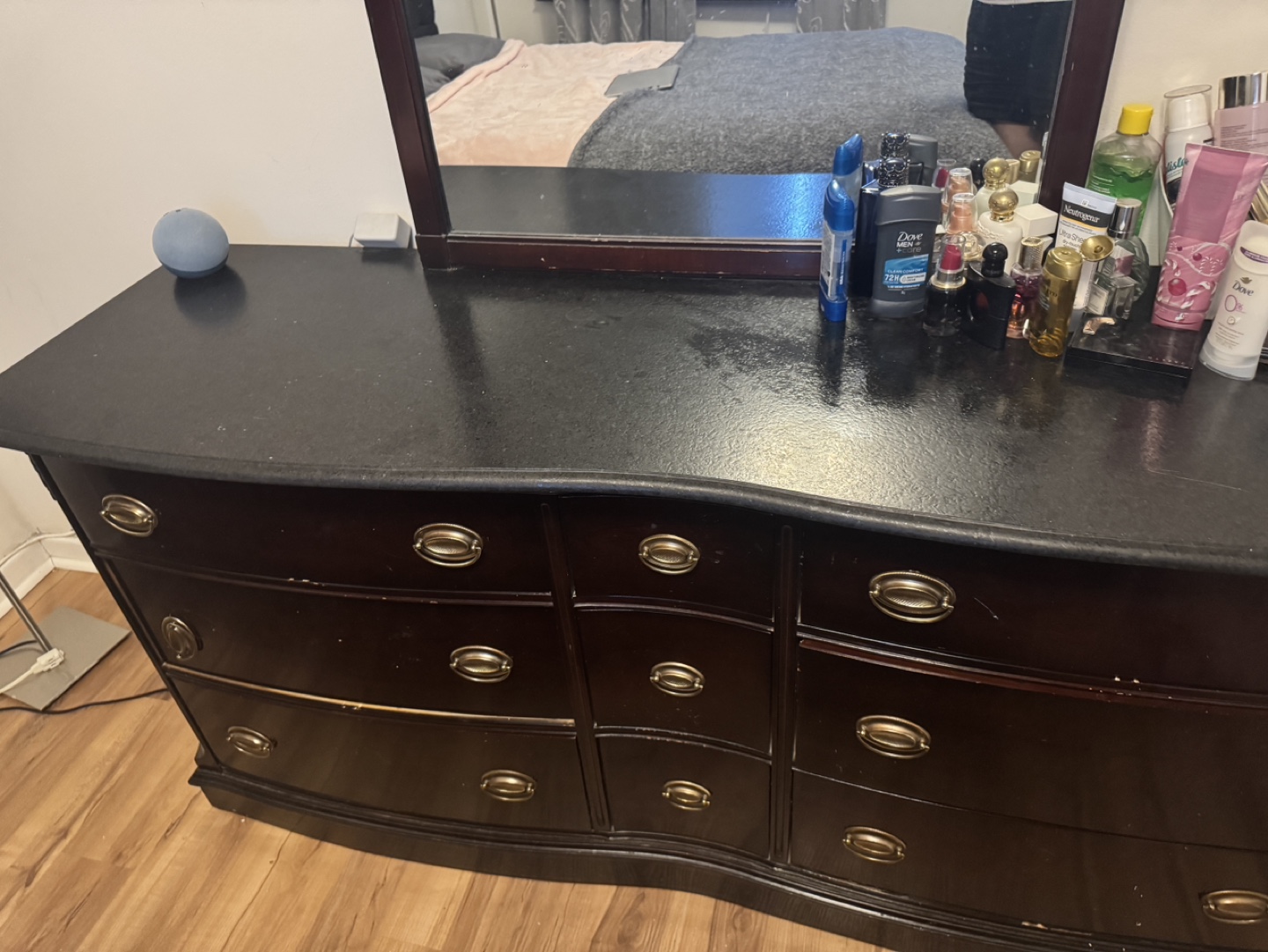 Dark Wood Vanity with Mirror - photo 2