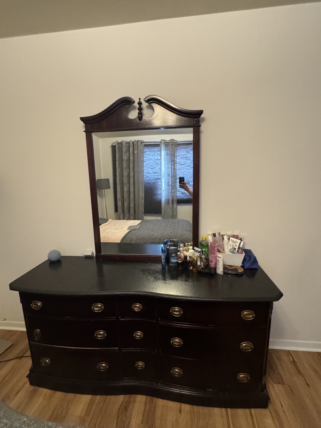 Dark Wood Vanity with Mirror - photo 5