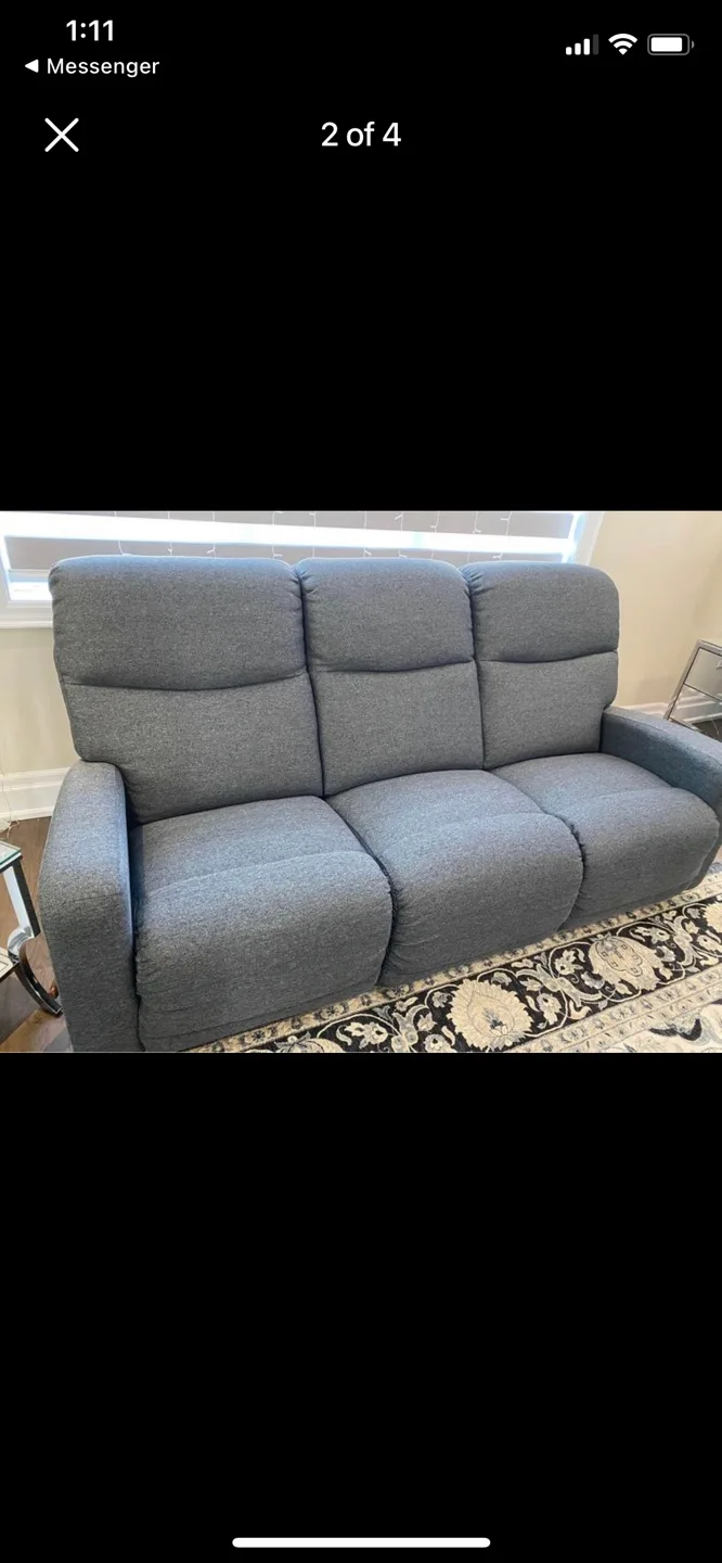 2 beautiful like new Grey Reclining LAZY BOYSofas image indicator(3)