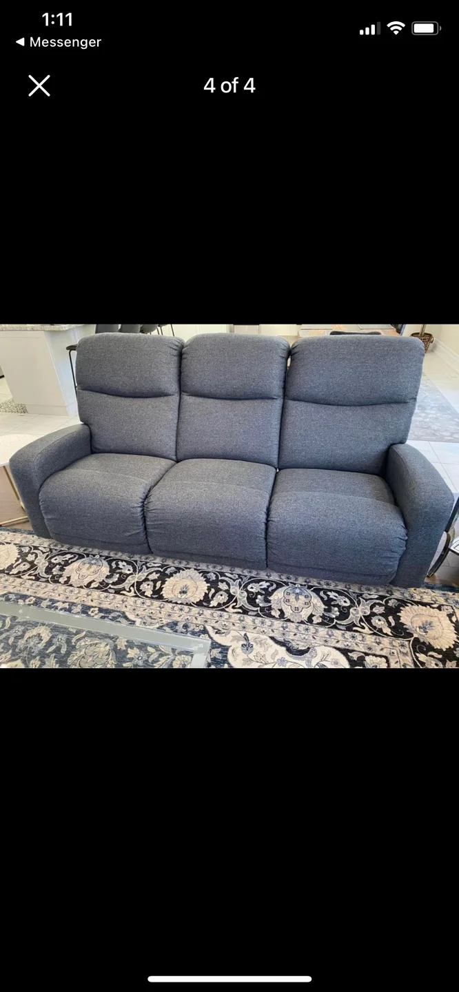 2 beautiful like new Grey Reclining LAZY BOYSofas image indicator(5)