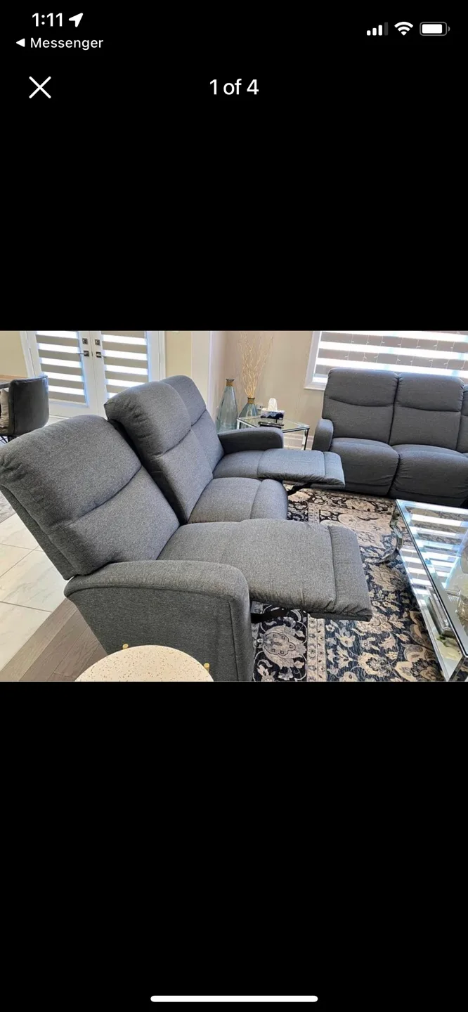 2 beautiful like new Grey Reclining LAZY BOYSofas image indicator(6)