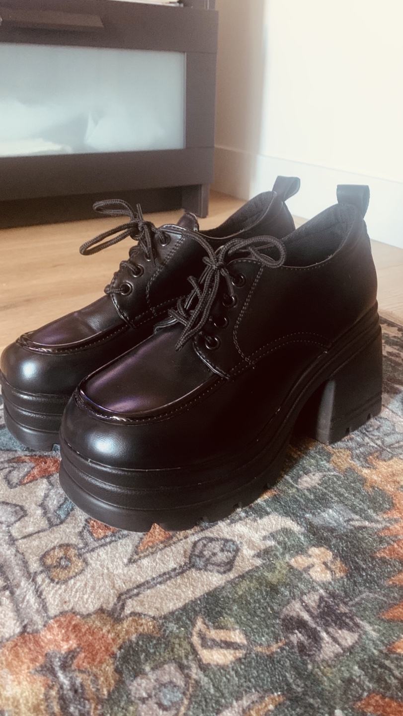 Black Platform Oxfords