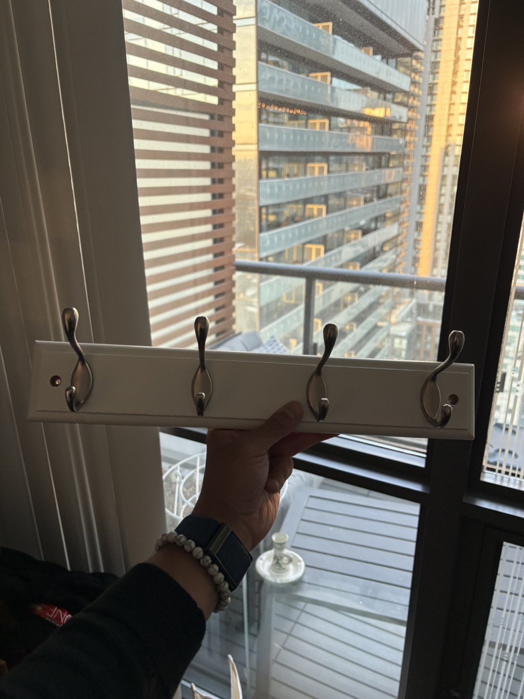 White Wooden Wall Mounted Hook Rack