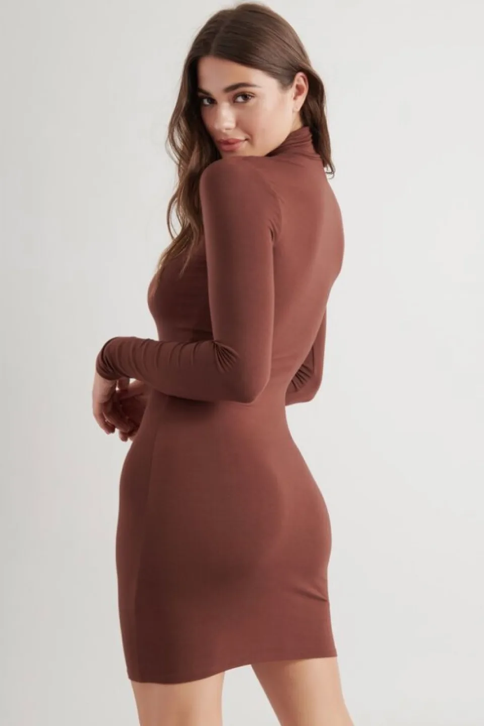 Brown Turtleneck Mini Dress image indicator(3)