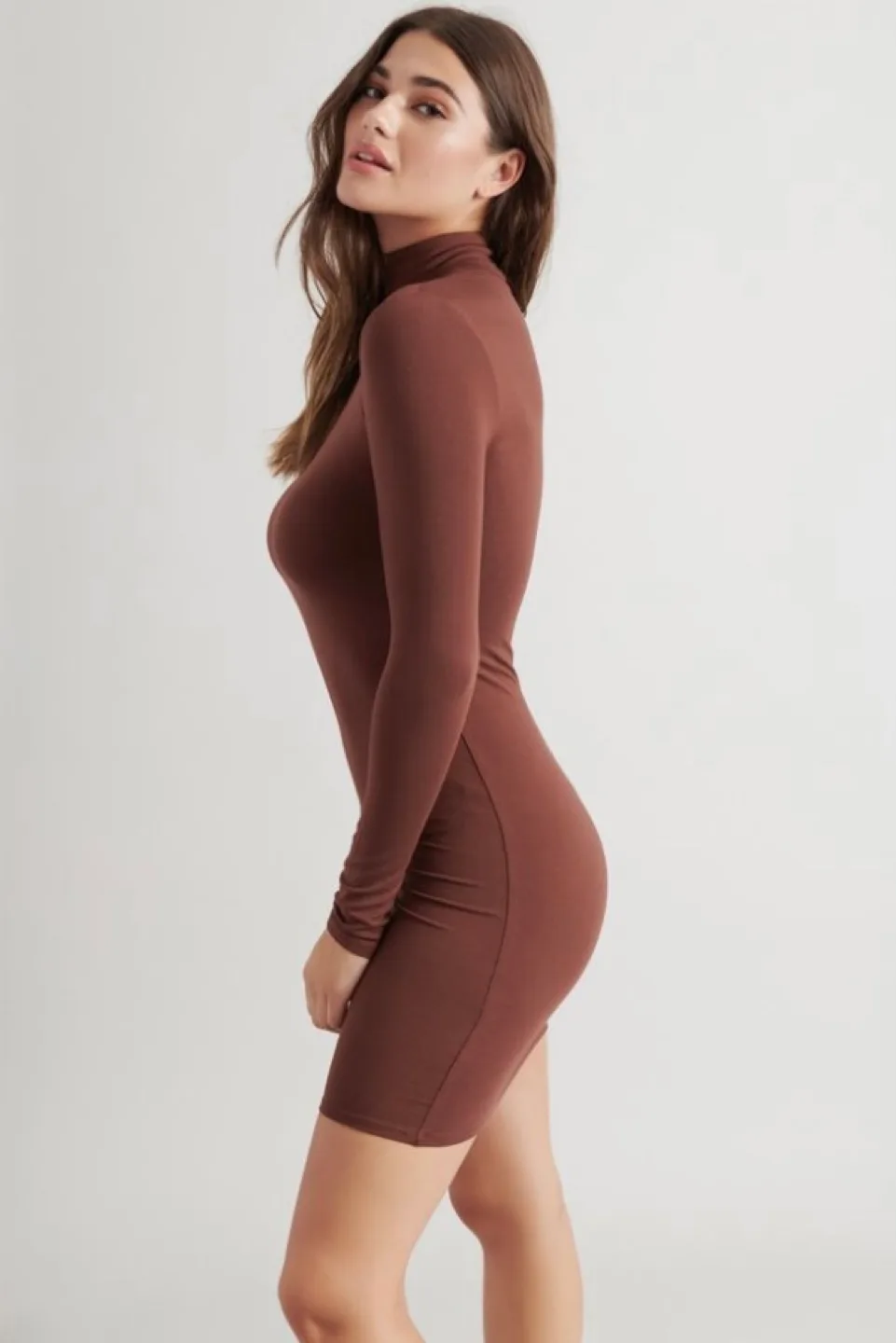 Brown Turtleneck Mini Dress image indicator(2)