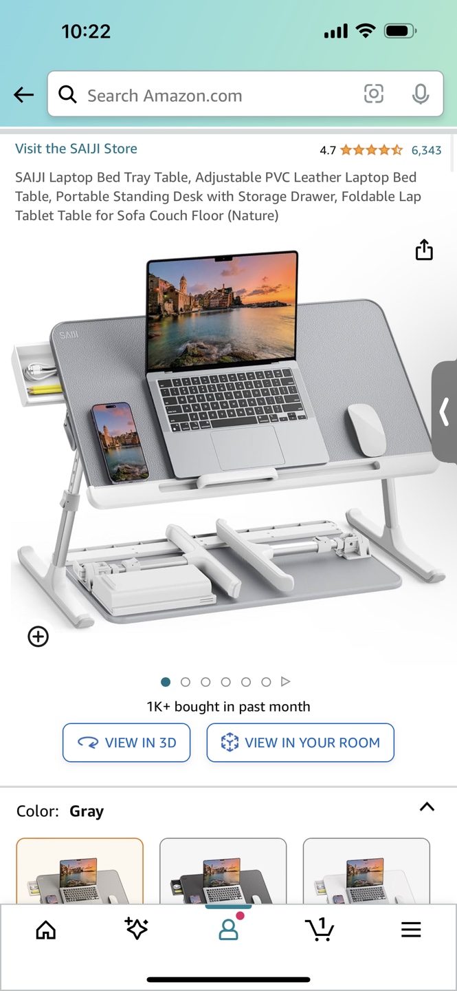 SAJI Adjustable Laptop Bed Table