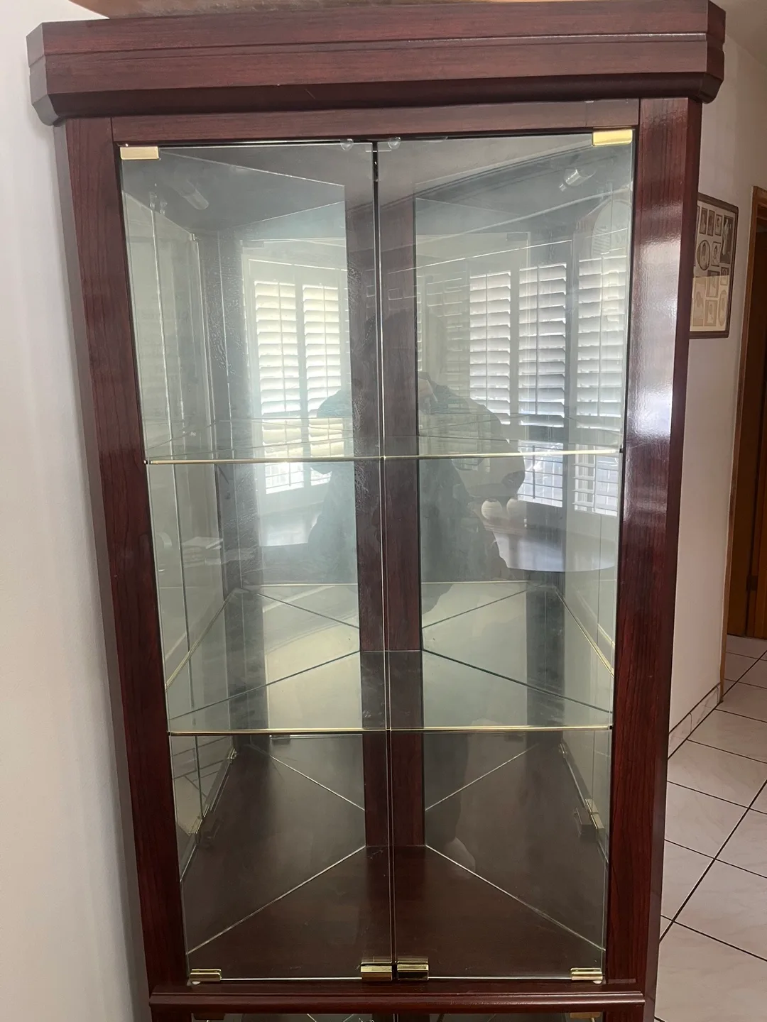 Corner Curio Cabinet with Glass Shelves and Lighting image indicator(2)