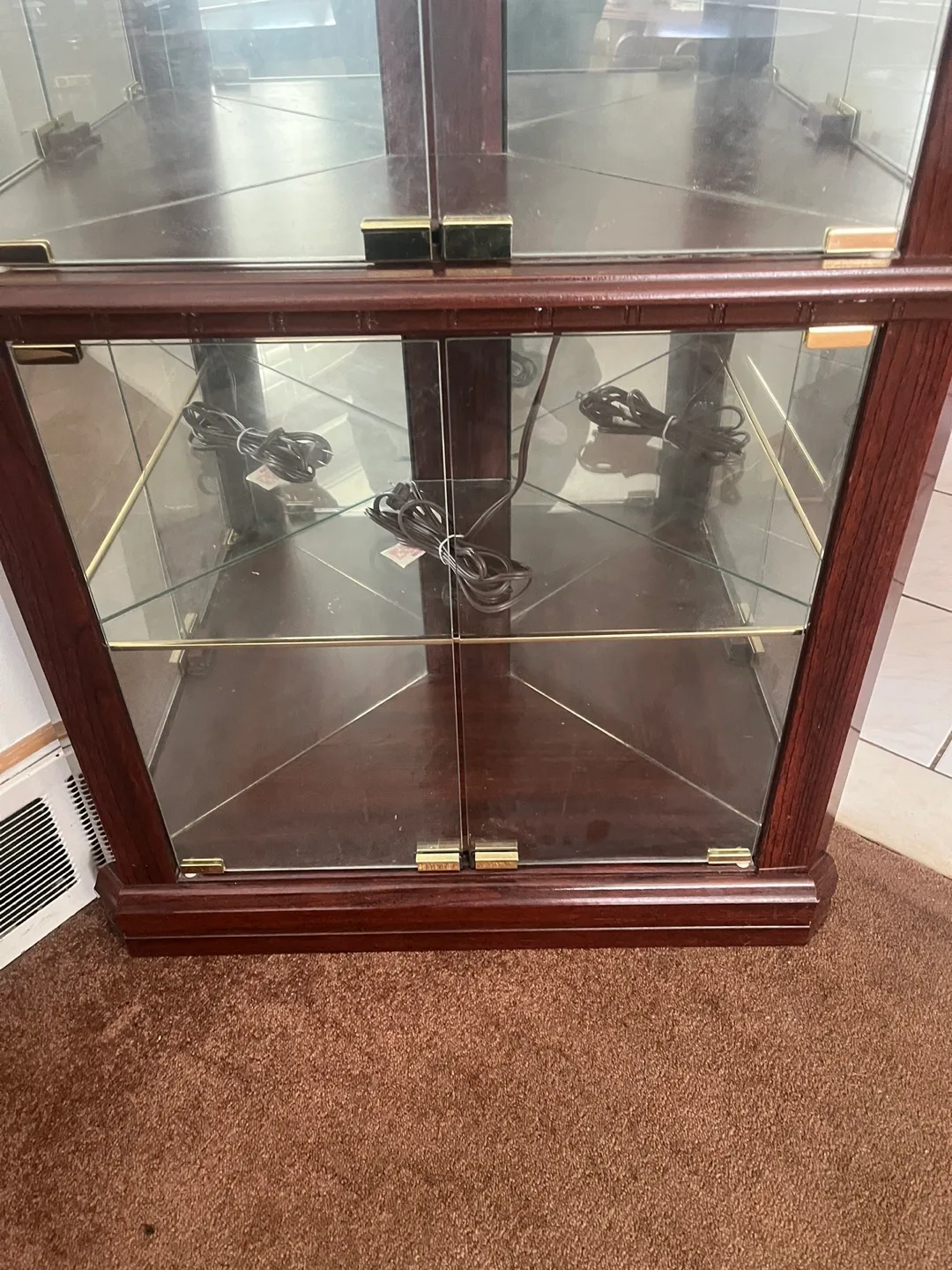 Corner Curio Cabinet with Glass Shelves and Lighting image indicator(3)