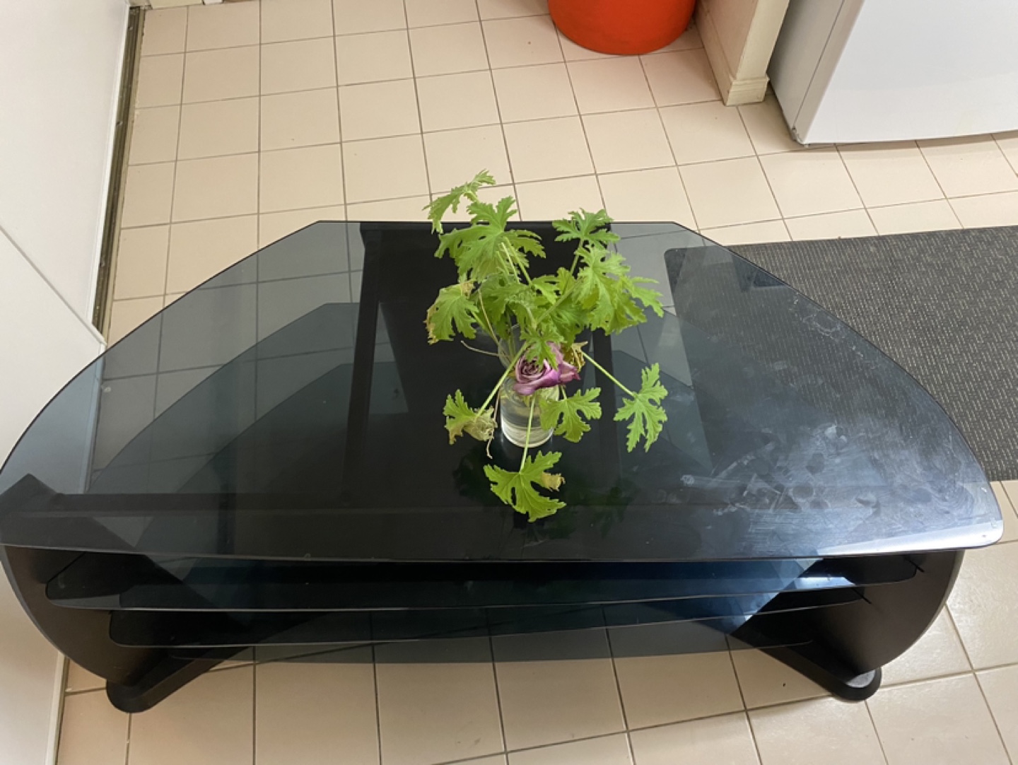 Corner TV Stand - Black Glass & Wood - photo 3