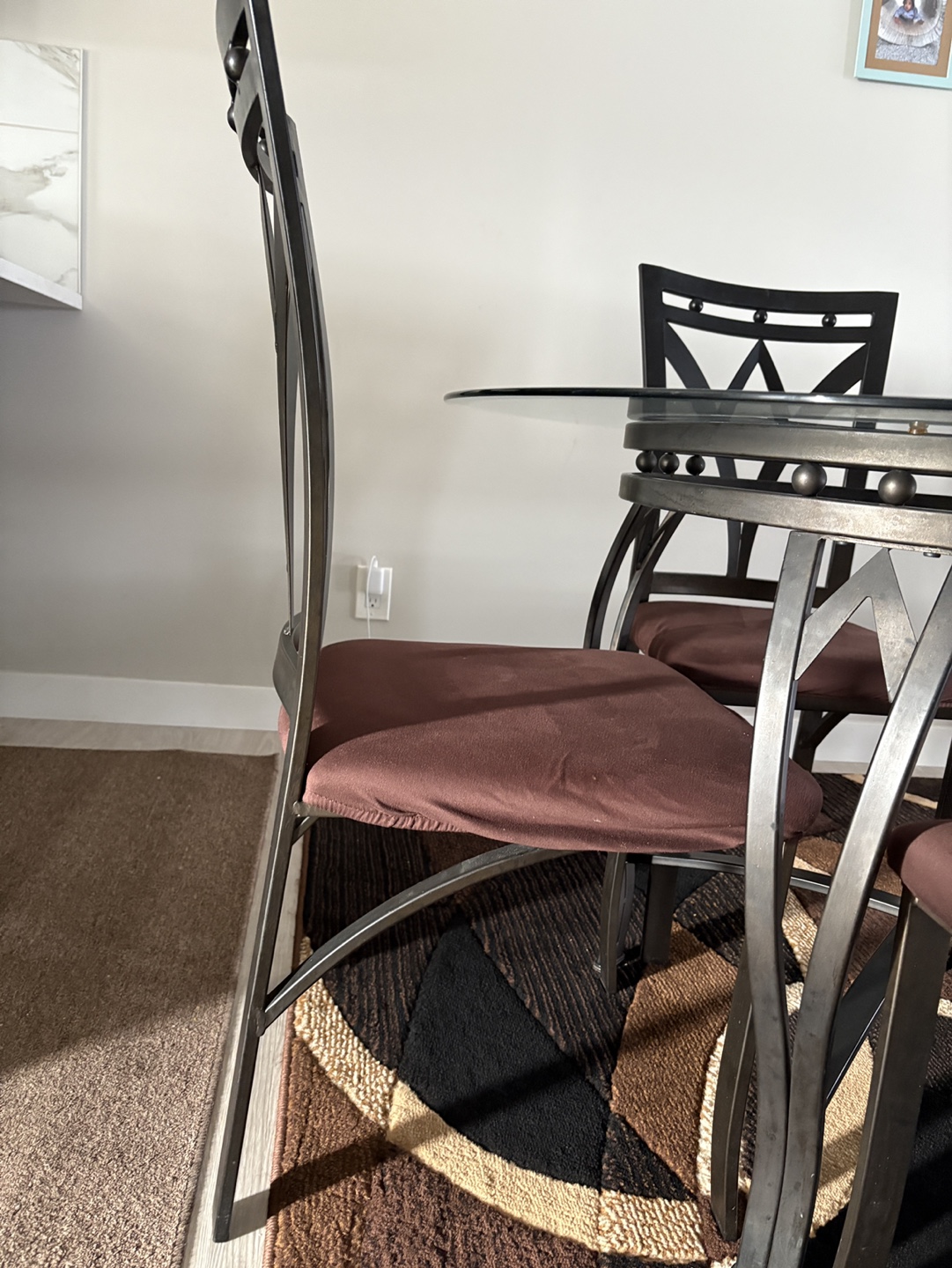 Glass Top Dining Table Set with Four Chairs