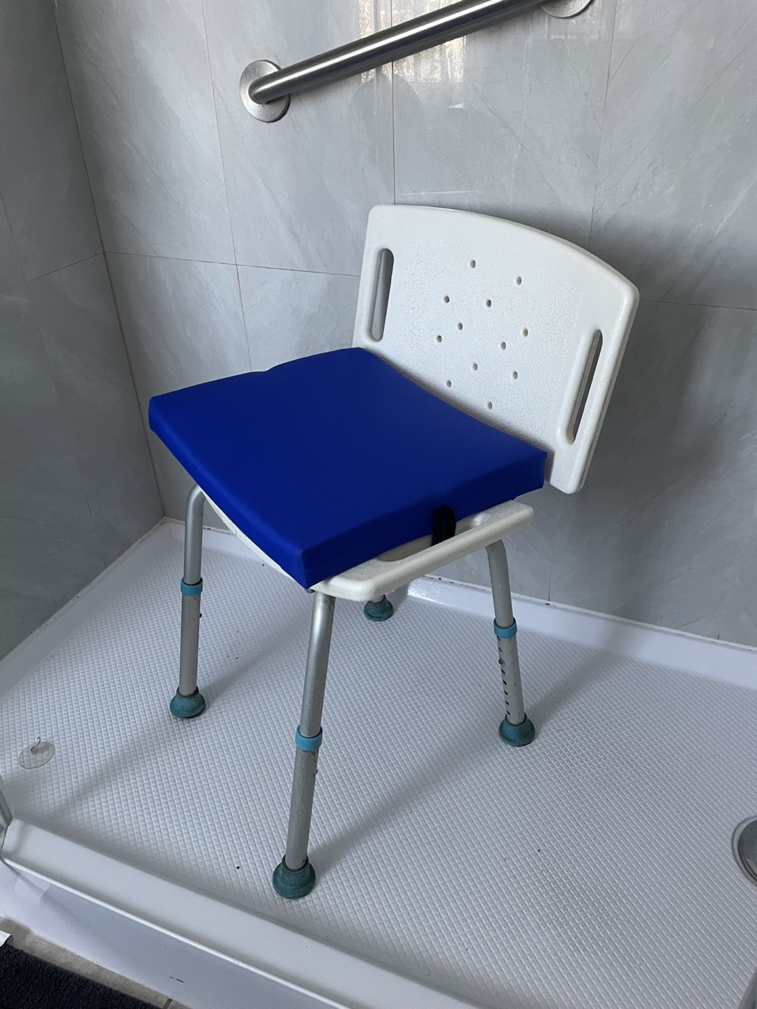 Shower Chair with Blue Cushion