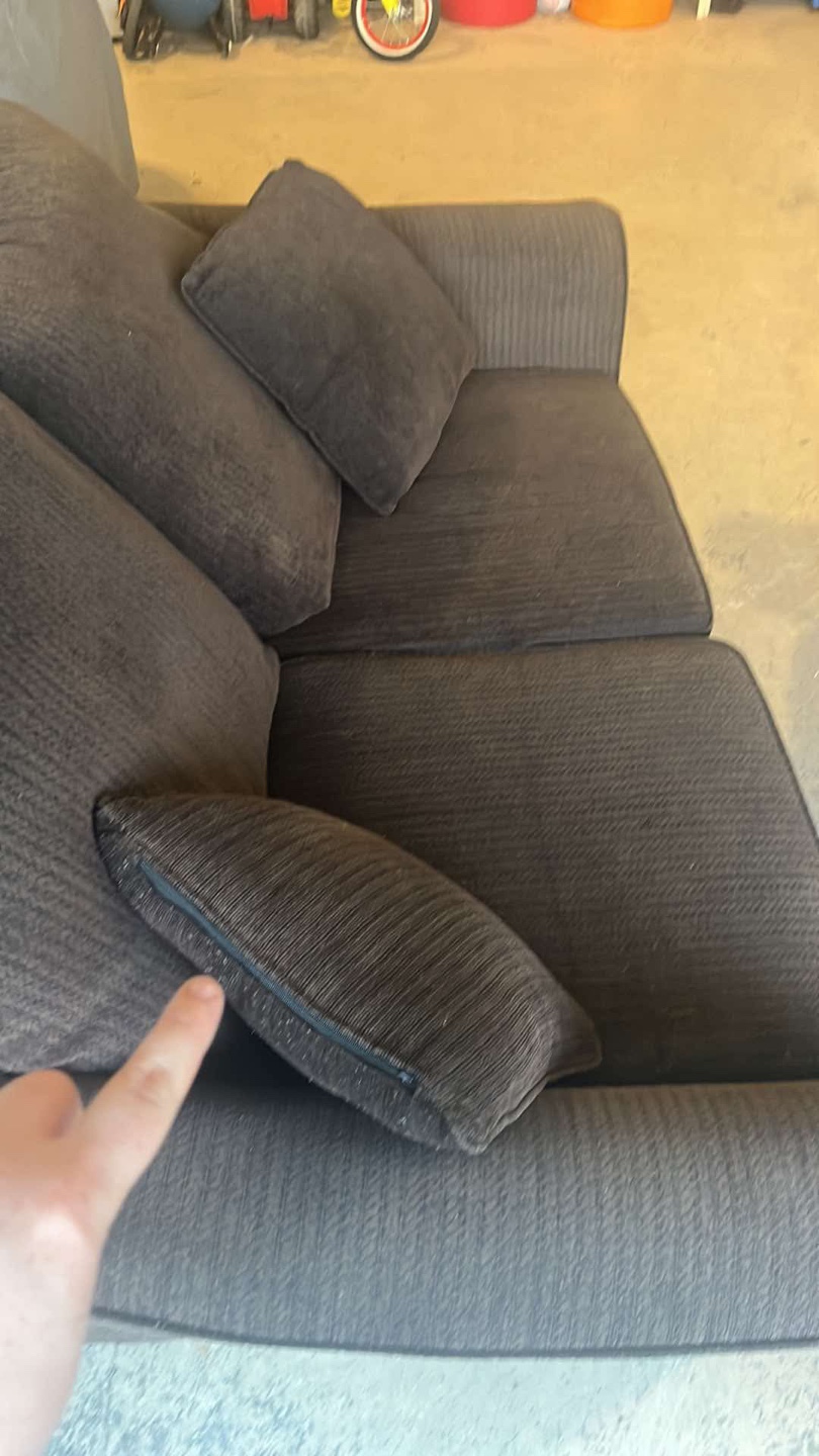 Dark Brown Sofa with Throw Pillows - photo 2