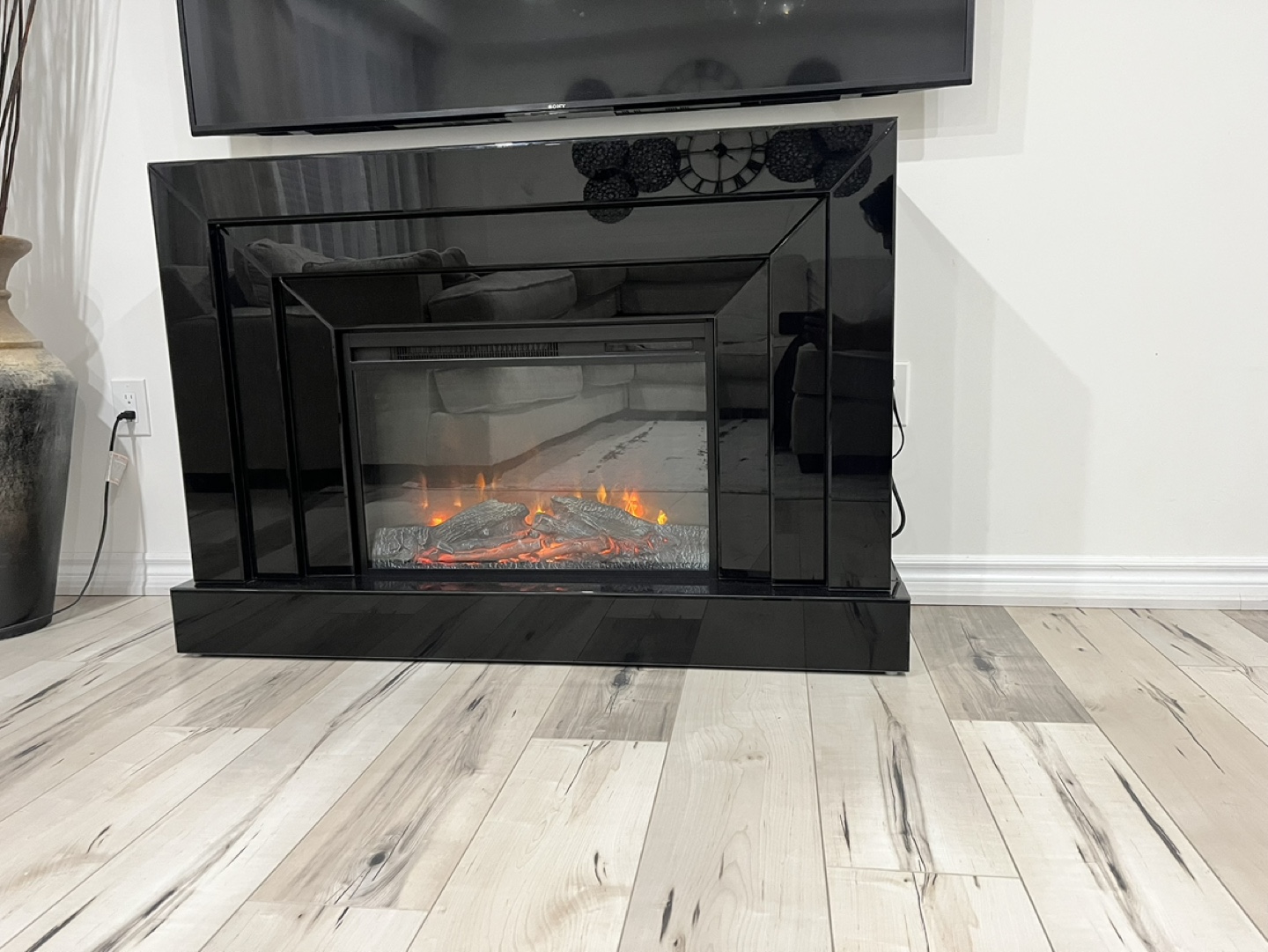 Portable Black Electric Fireplace Stand - photo 4