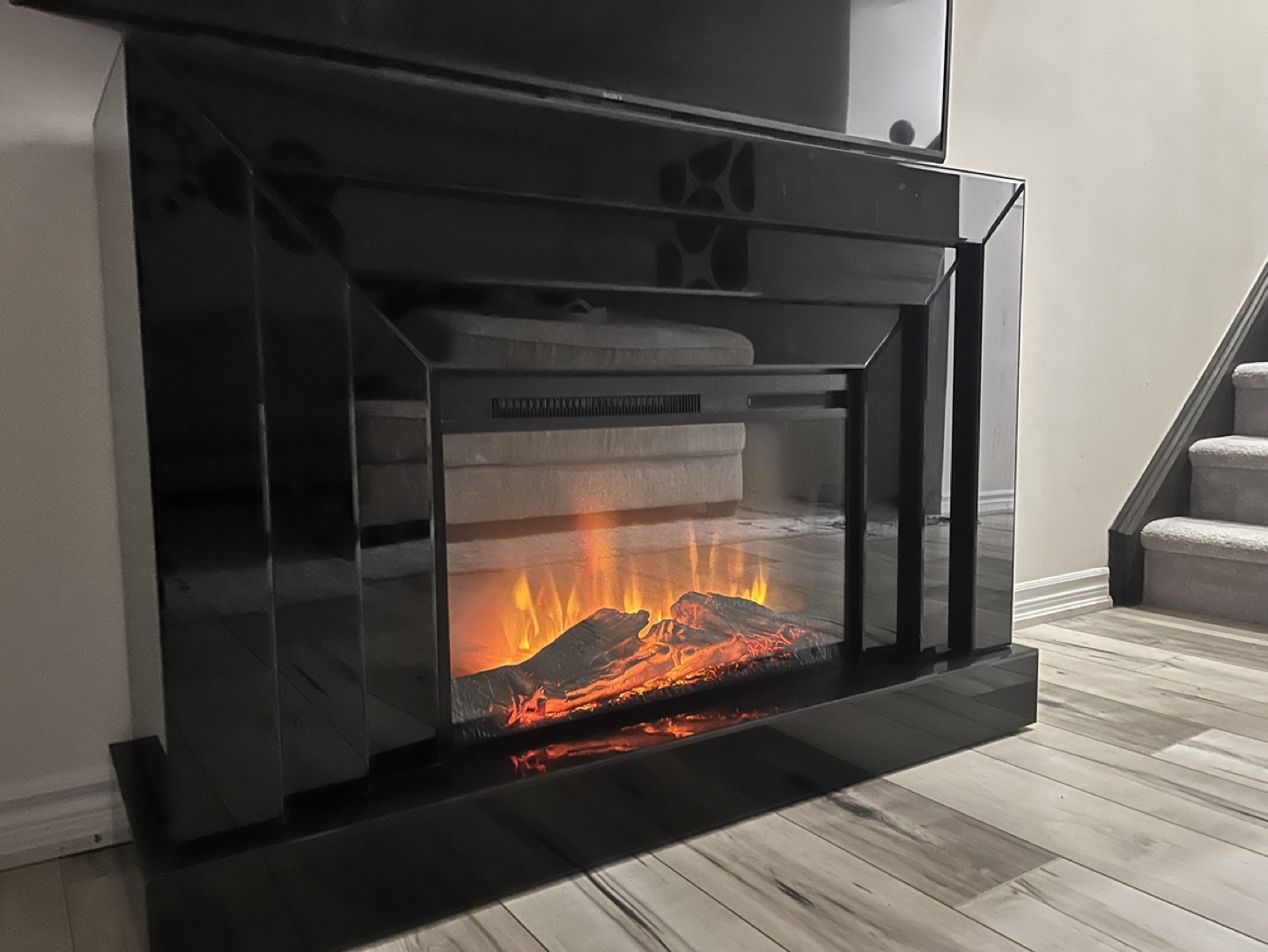 Portable Black Electric Fireplace Stand - photo 5