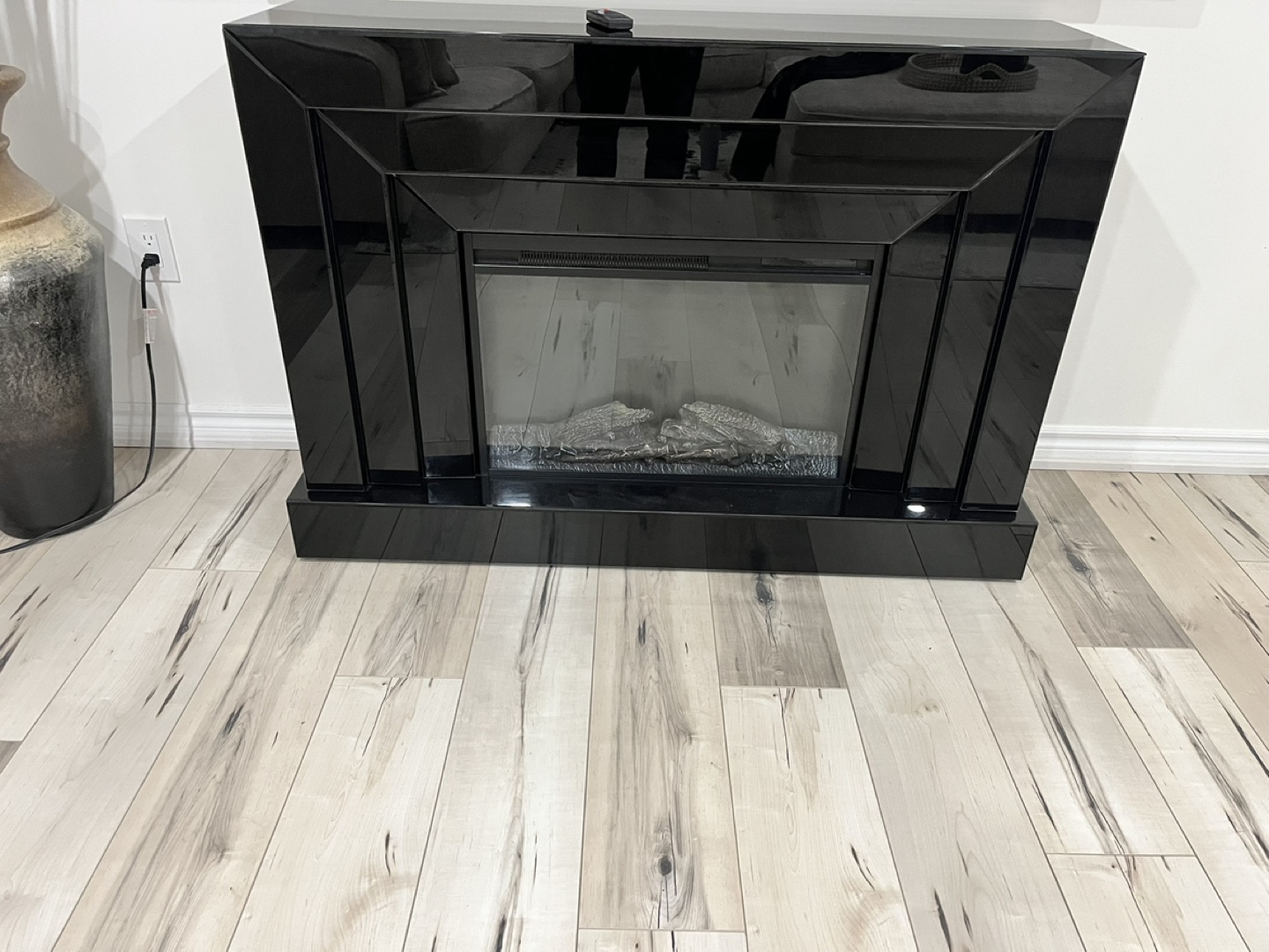 Portable Black Electric Fireplace Stand - photo 3