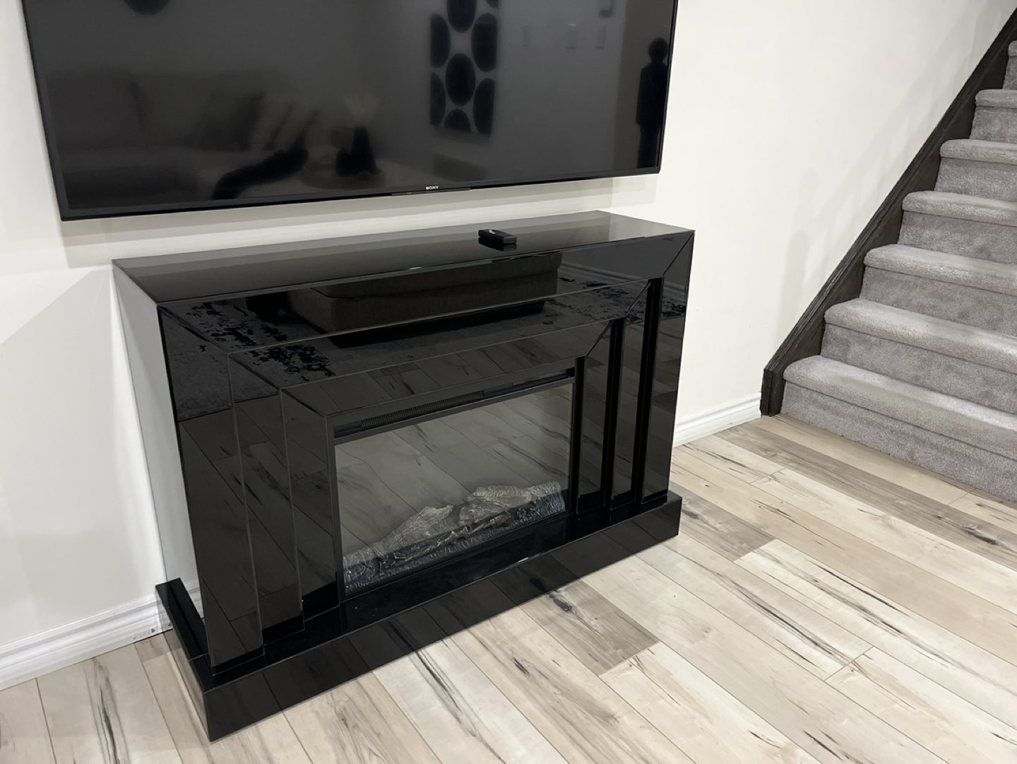 Portable Black Electric Fireplace Stand - photo 2