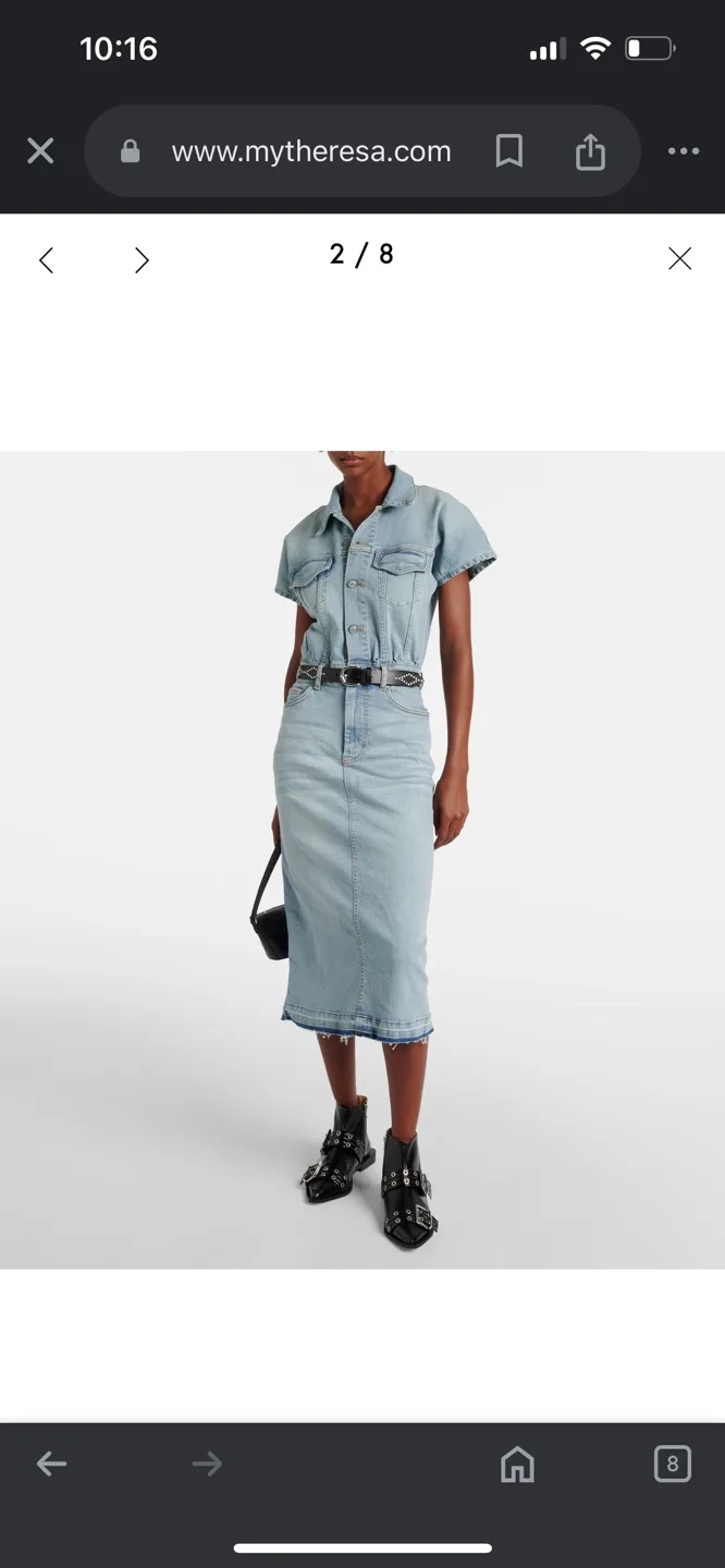 Ganni Light Wash Denim Midi Dress