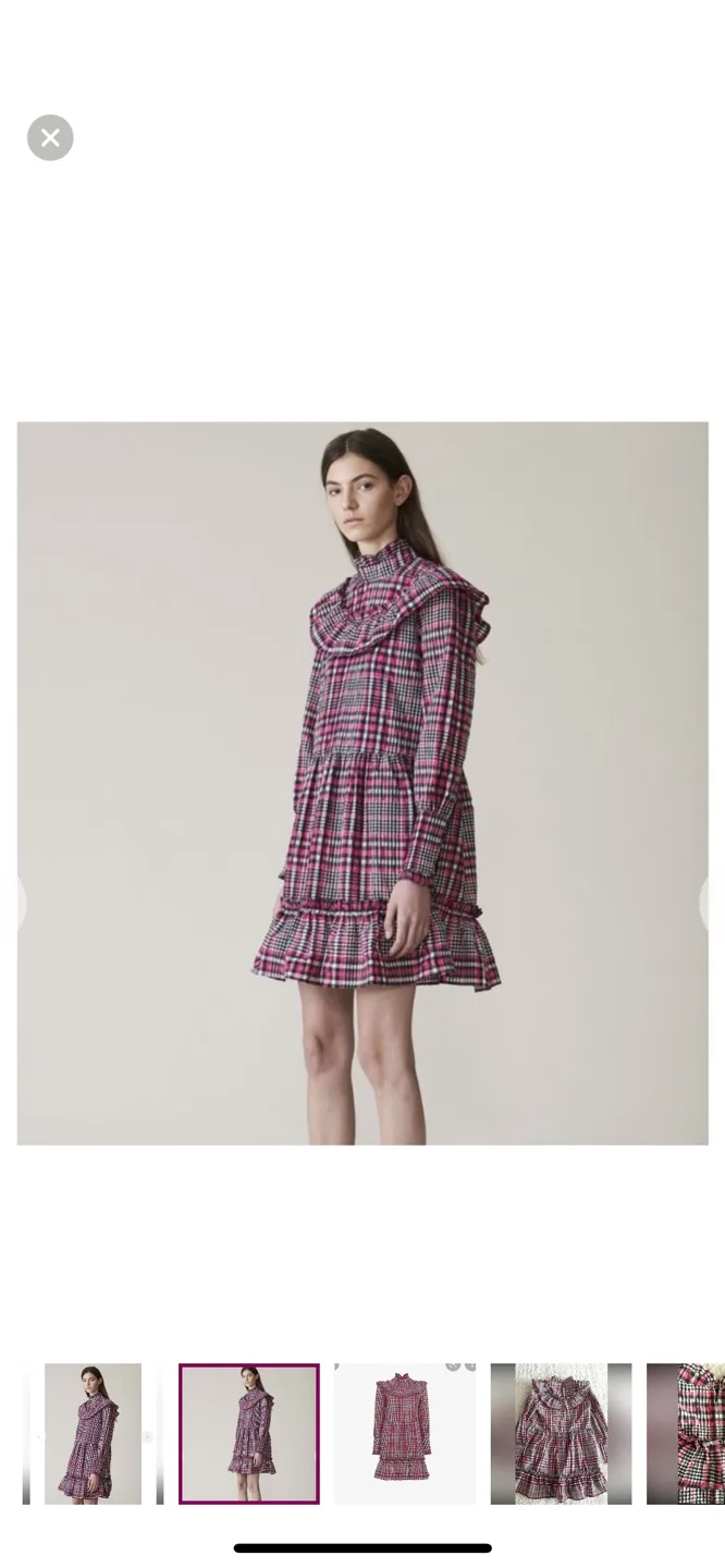 Ganni Pink and Black Plaid Mini Dress image indicator(2)