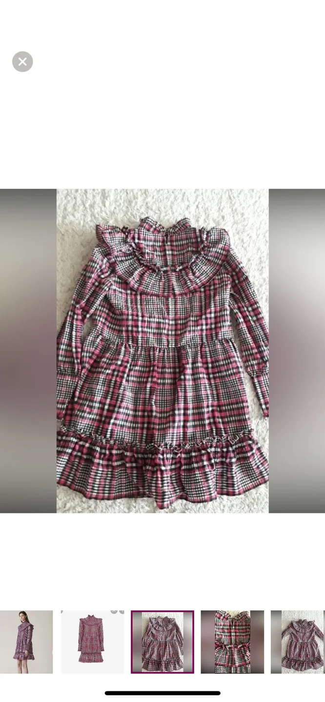 Ganni Pink and Black Plaid Mini Dress image indicator(4)