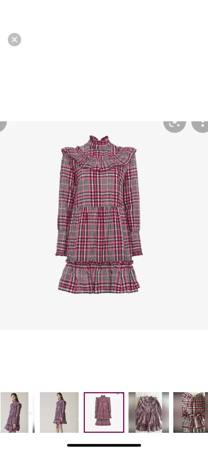 Ganni Pink and Black Plaid Mini Dress image indicator(3)