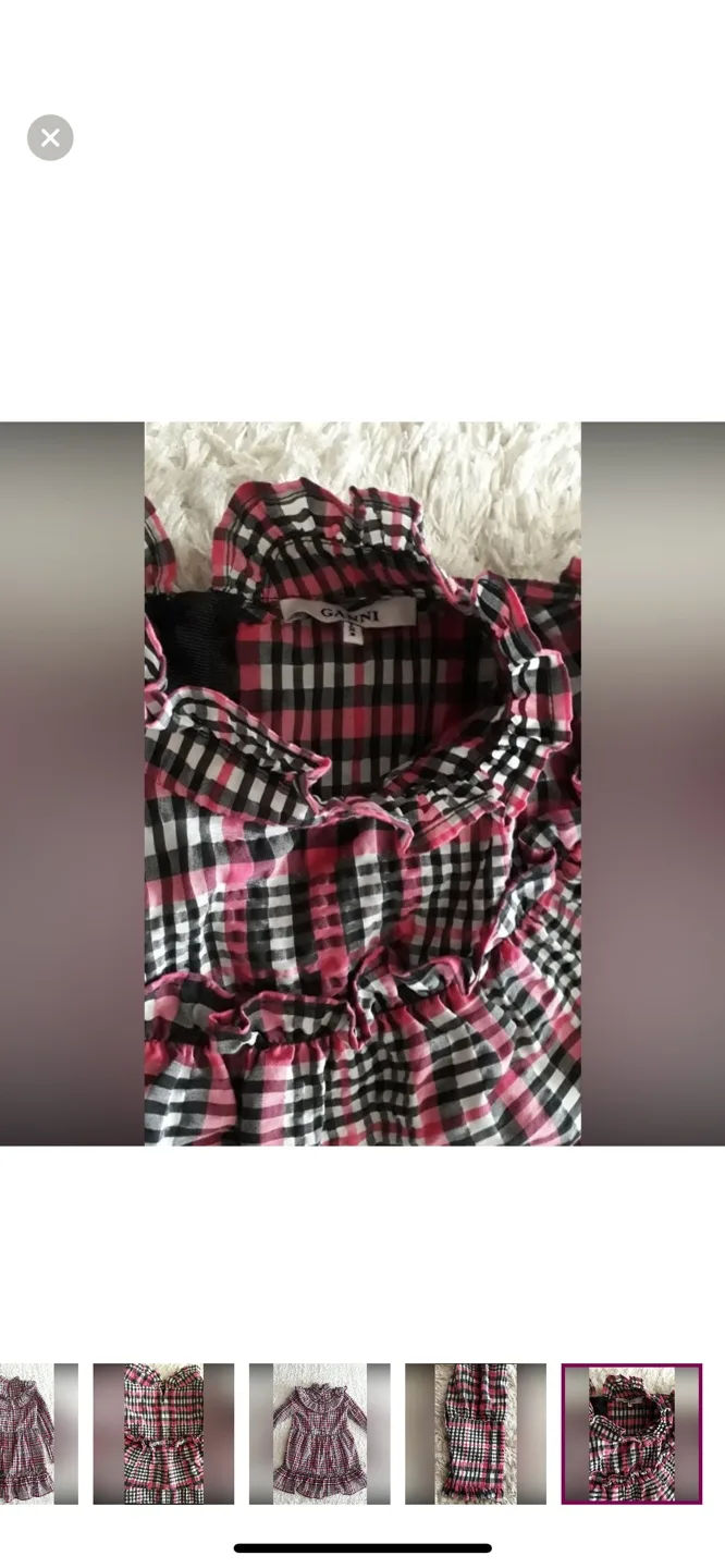 Ganni Pink and Black Plaid Mini Dress image indicator(7)