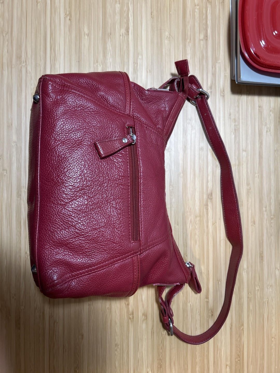 Red Leather Shoulder Bag #freecycle