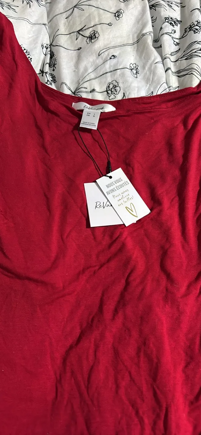 NEW sexy red  Long Sleeve Midi Dress can be worn off shoulder image indicator(2)