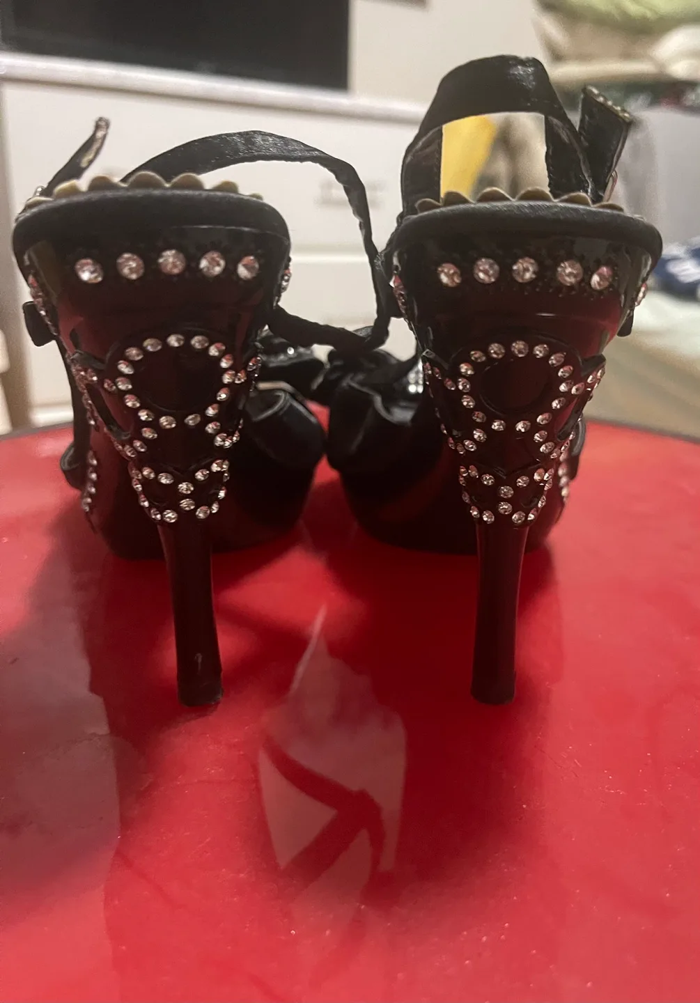 Black rhinestone embellished high heels image indicator(3)