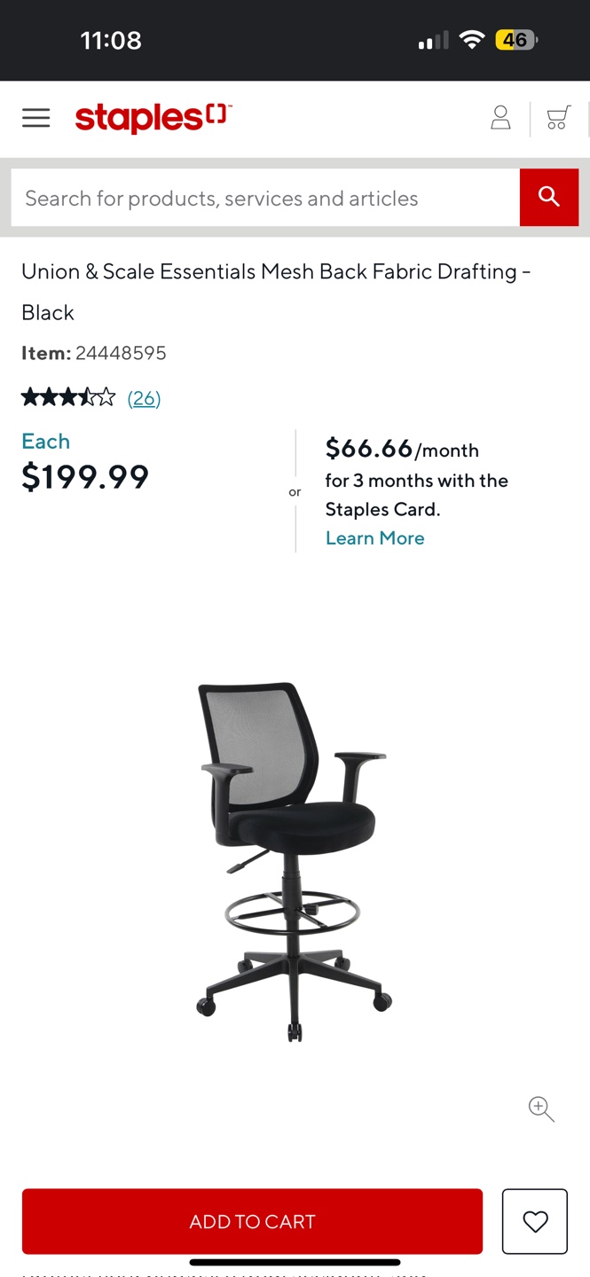 Union & Scale Essentials Drafting Chair - Black - photo 3