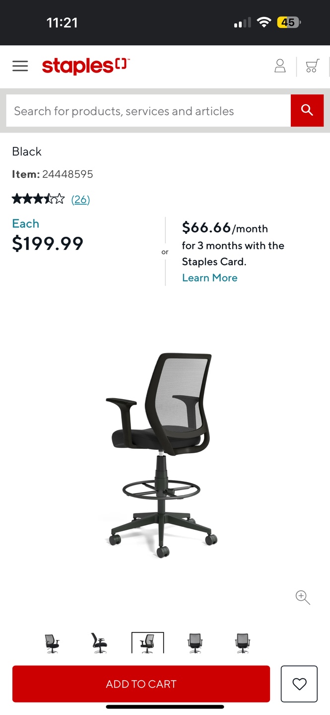 Union & Scale Essentials Drafting Chair - Black
