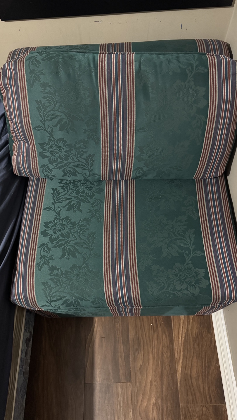 2 Green Striped Armless Chair
