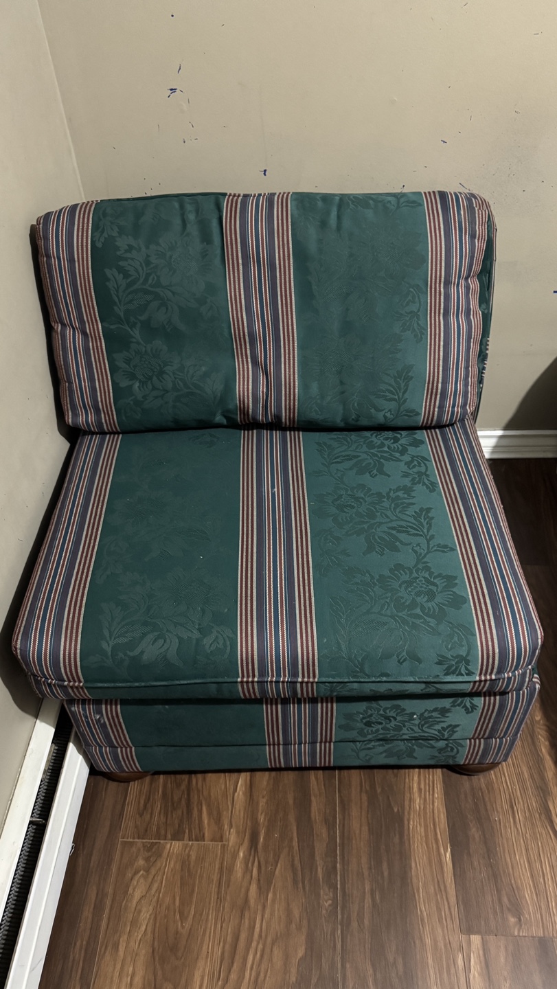 2 Green Striped Armless Chair - photo 2