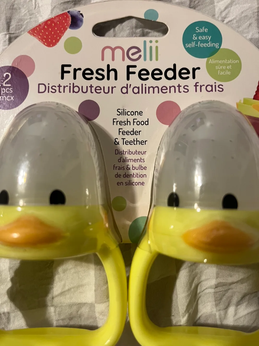 Mellii Silicone Duck Fresh Food Feeder & Teether (2 Pack) image indicator(2)