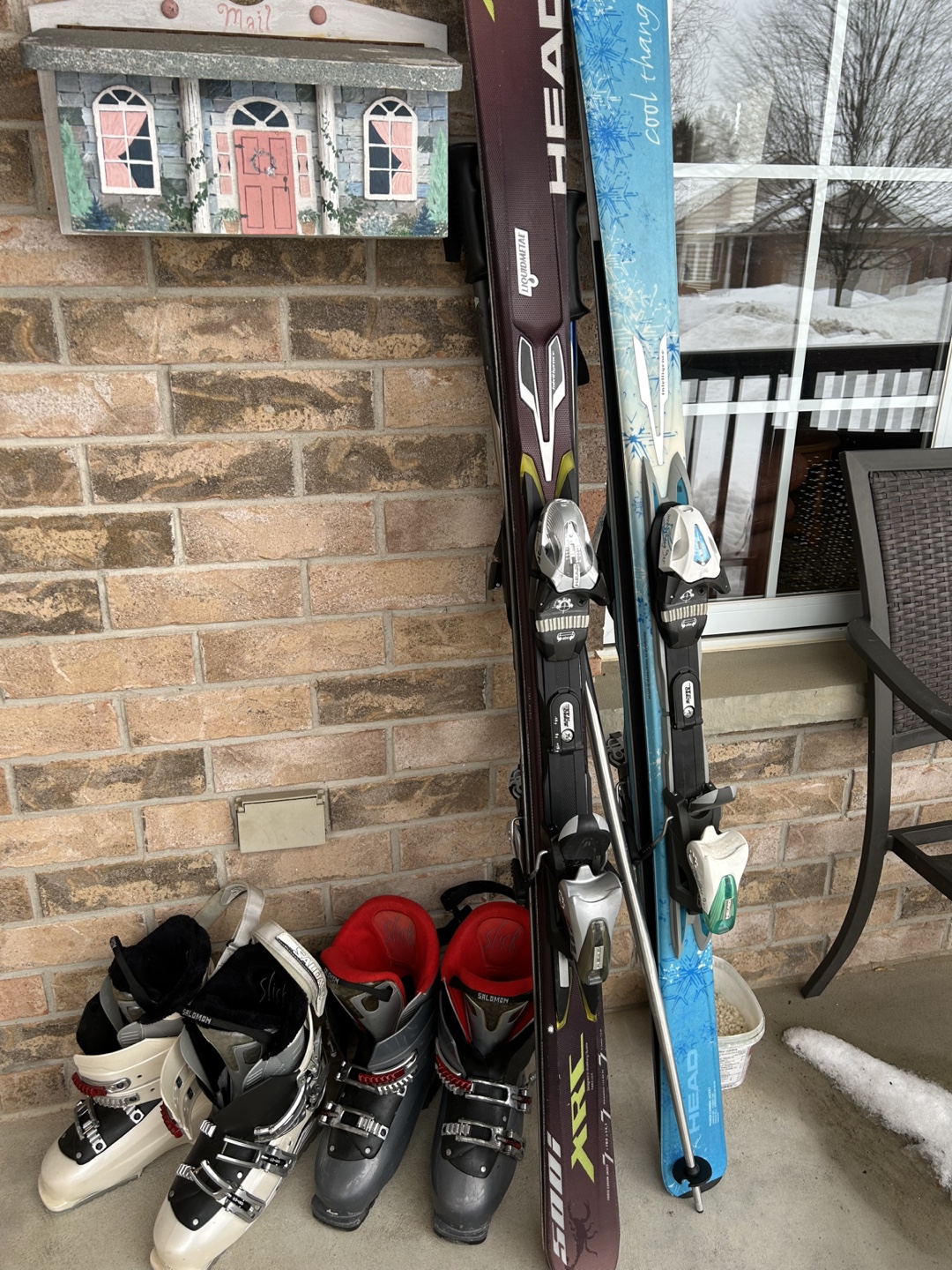 2 Pair of Downhill Skis with Boots & Poles #freecycle
