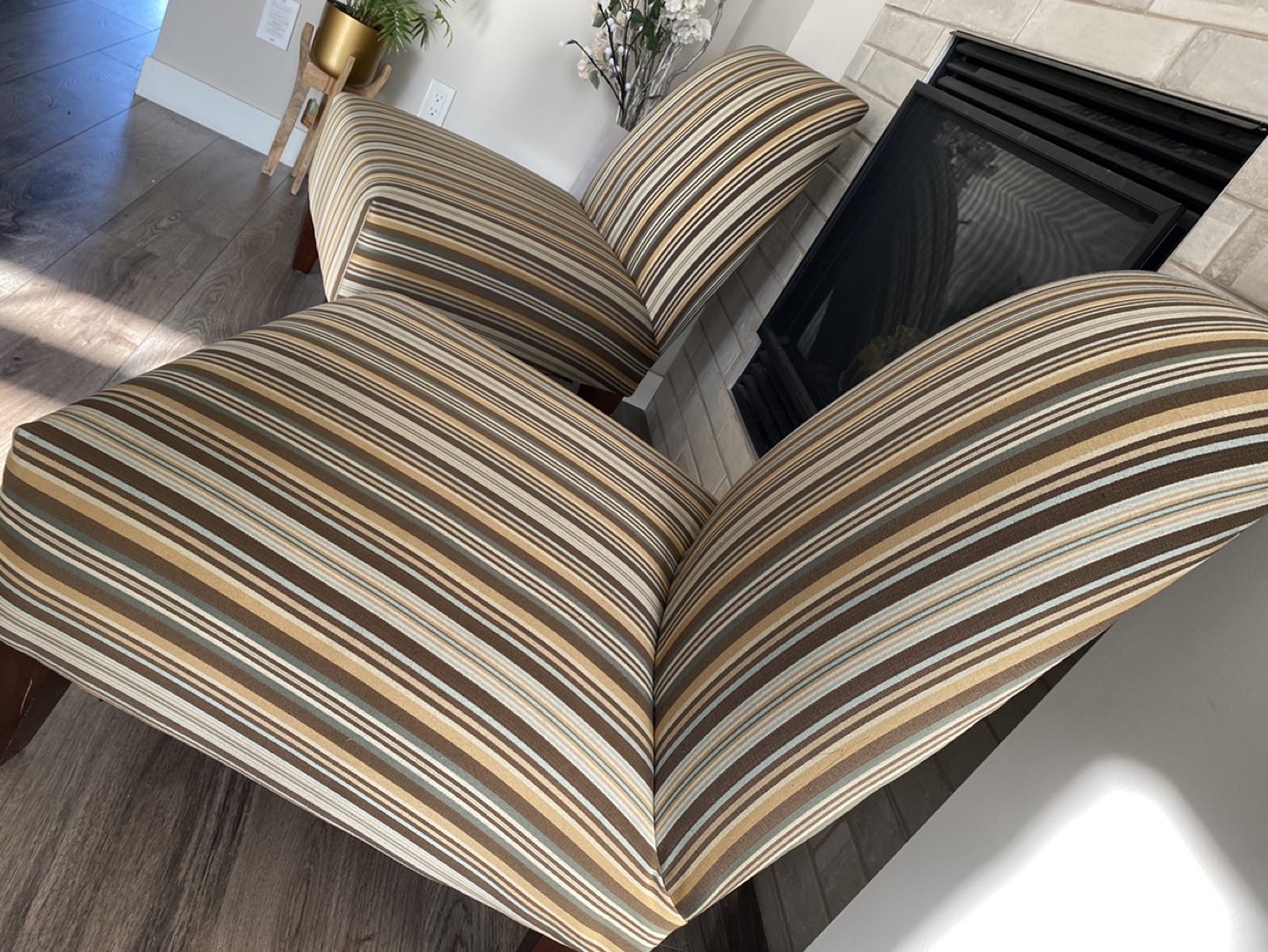 Pair of Striped Accent Chairs - photo 2