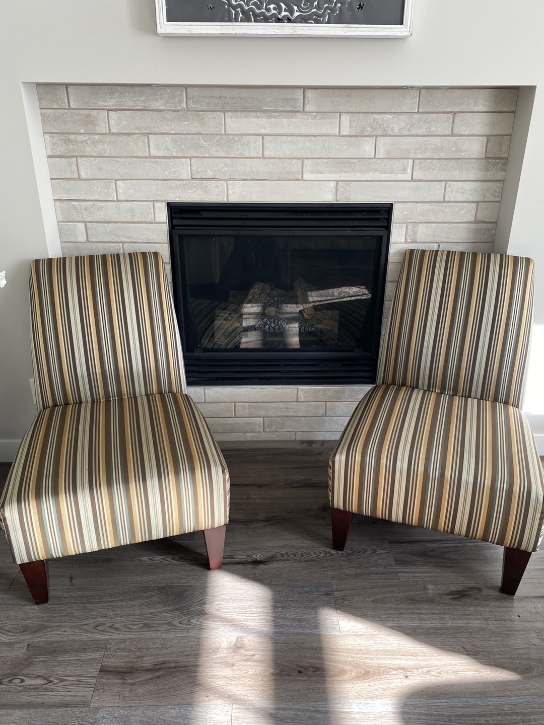 Pair of Striped Accent Chairs