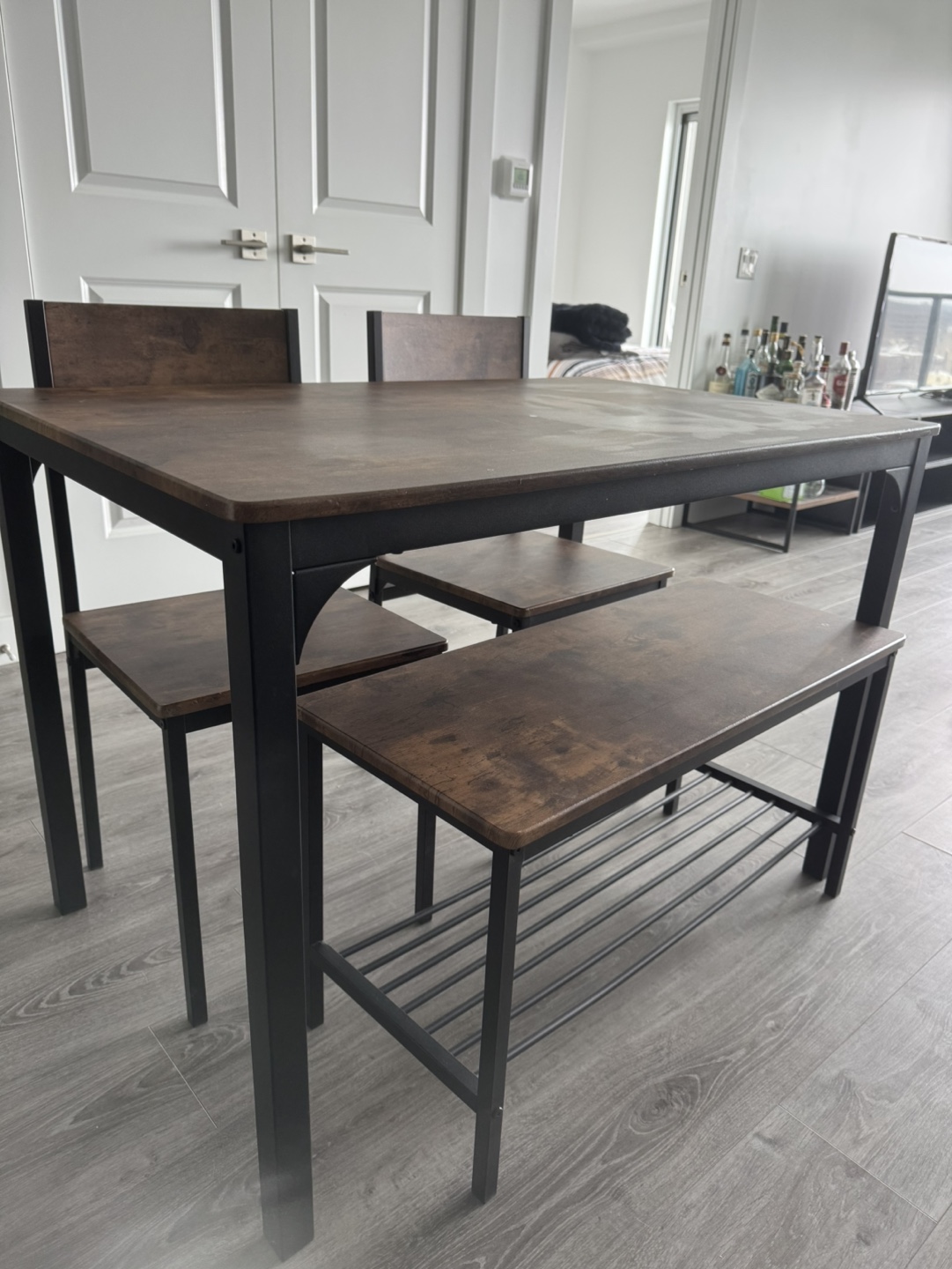 Rustic Farmhouse Dining Set with Bench