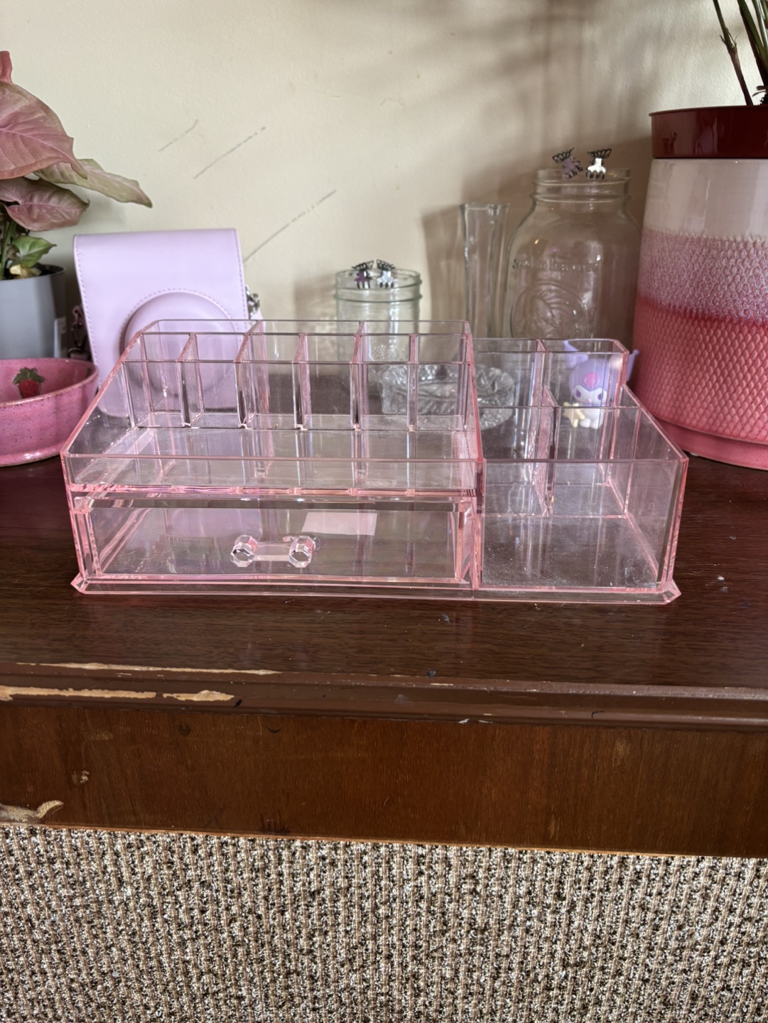 Pink Acrylic Makeup Organiser with Drawer - photo 2