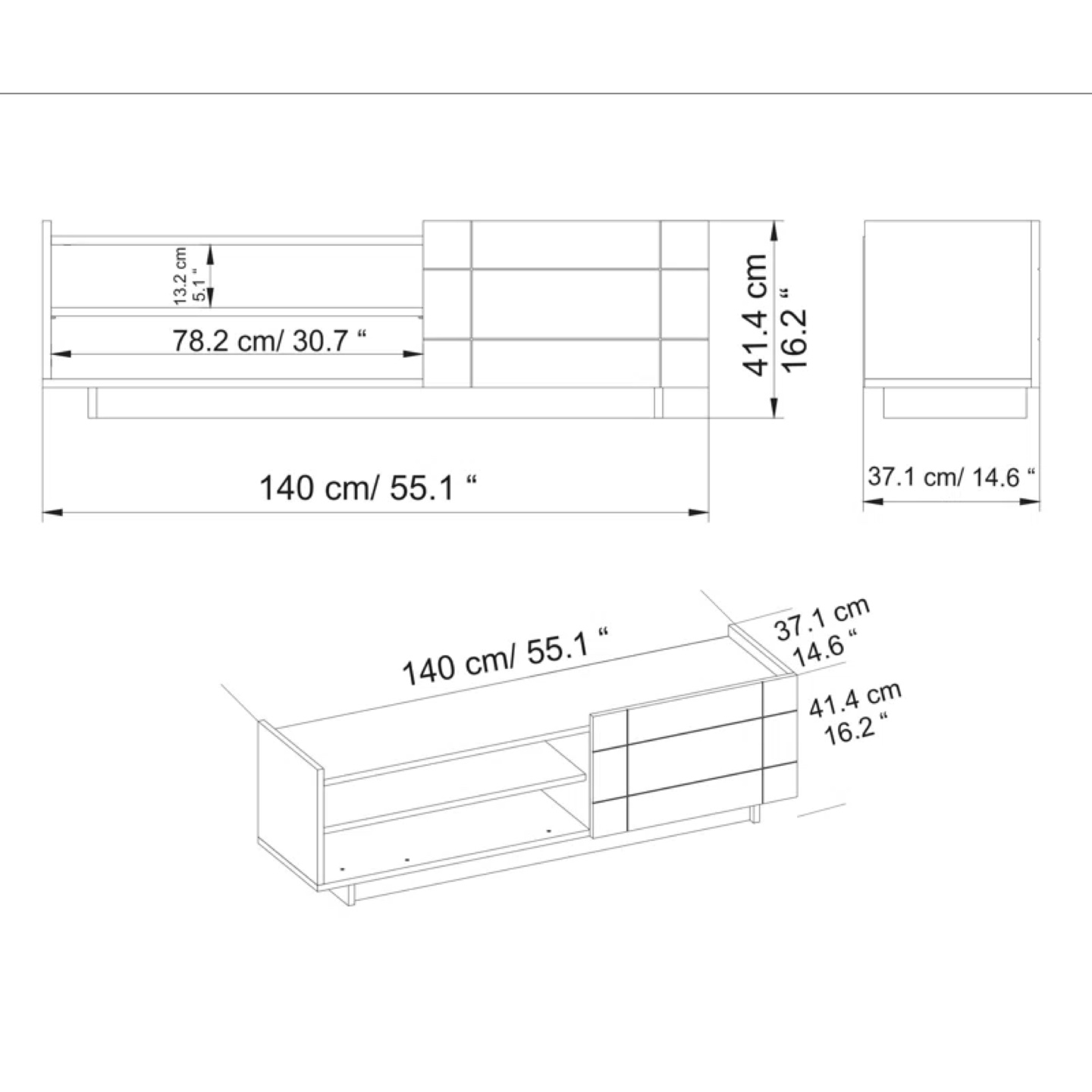 Modern White TV Stand with Marble Accent - photo 4