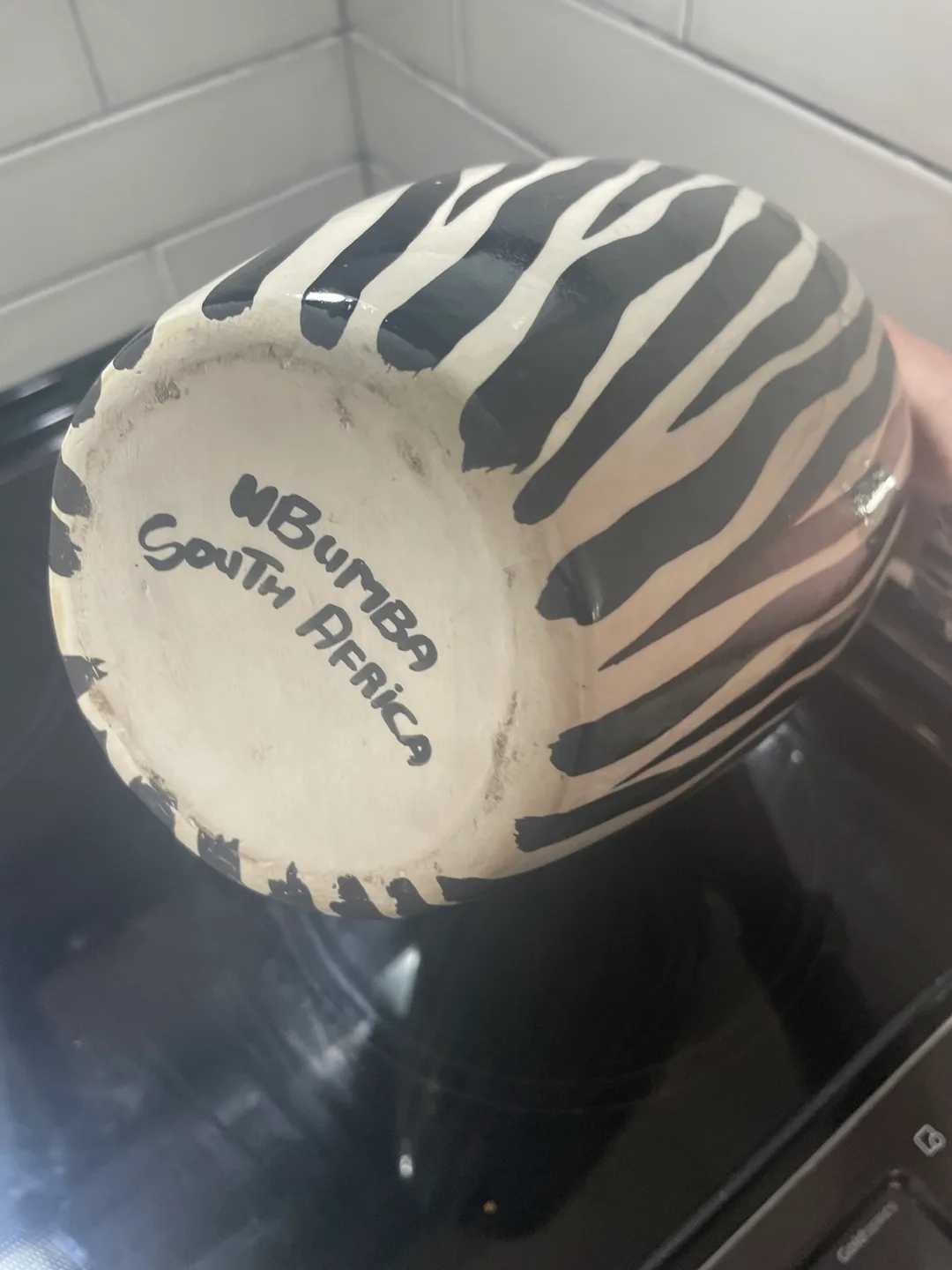 Black and White hand painted Zebra Print Vase image indicator(2)