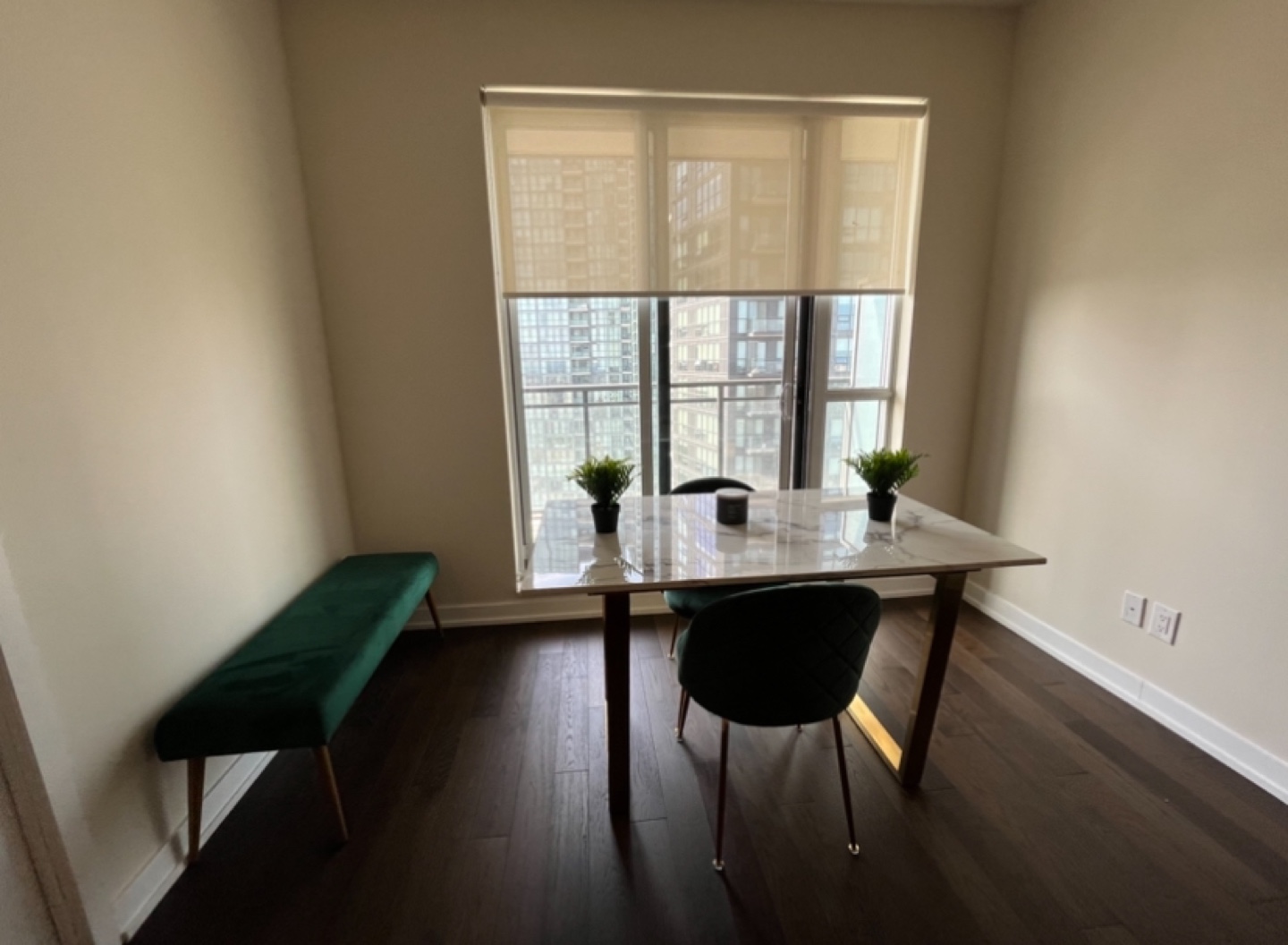 Marble-Top Dining Table with Gold Legs