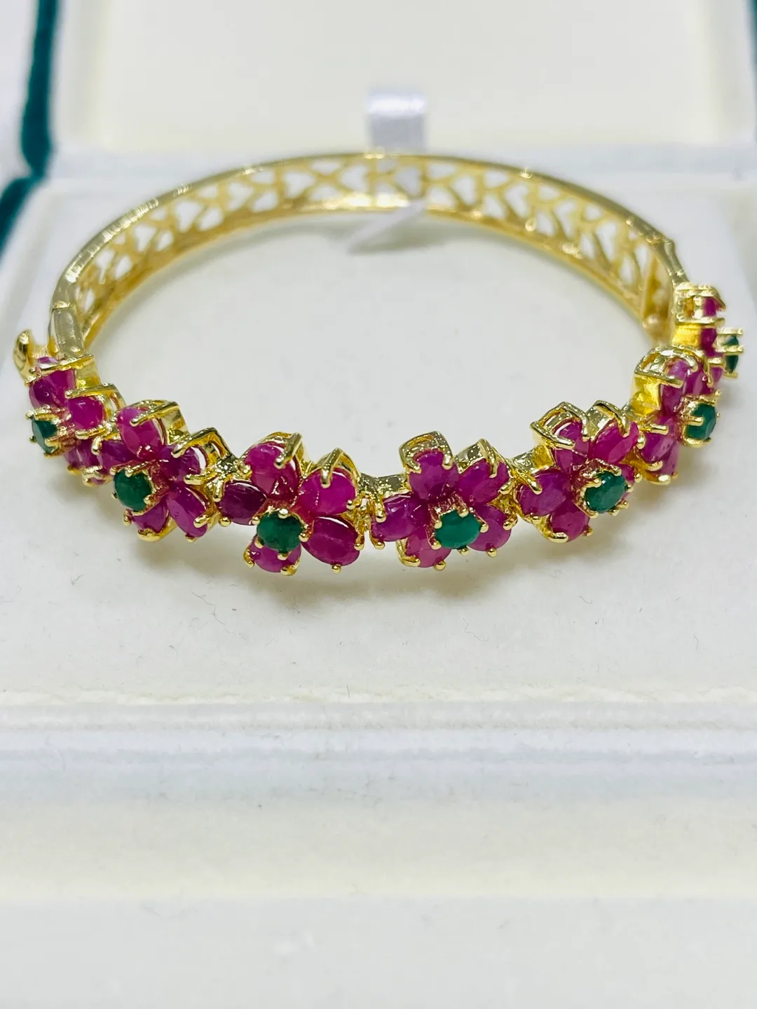 Genuine Ruby and Emerald bangle 2.1 inches image indicator(4)