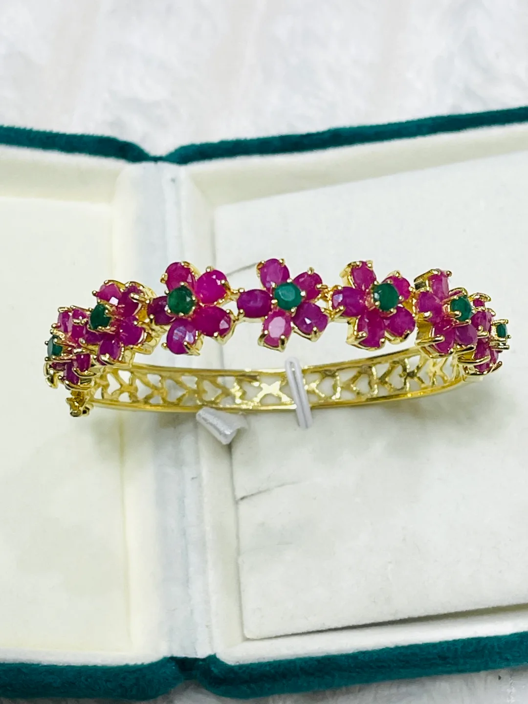 Genuine Ruby and Emerald bangle 2.1 inches image indicator(5)