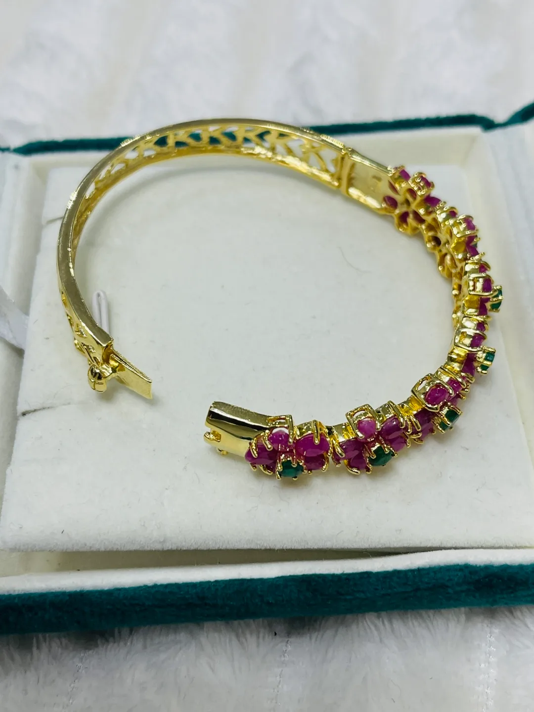 Genuine Ruby and Emerald bangle 2.1 inches image indicator(6)