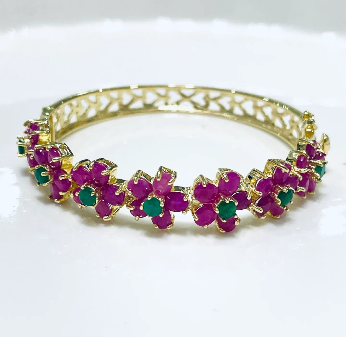 Genuine Ruby and Emerald bangle 2.1 inches image indicator(8)